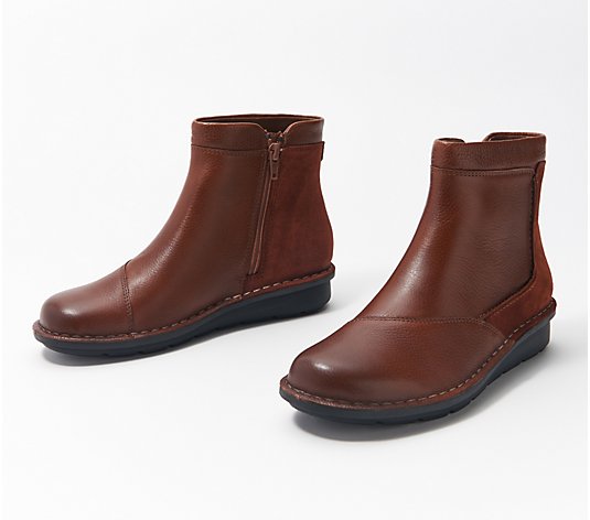 Clarks Collection Leather Ankle Boots - Michela Petal - QVC.com