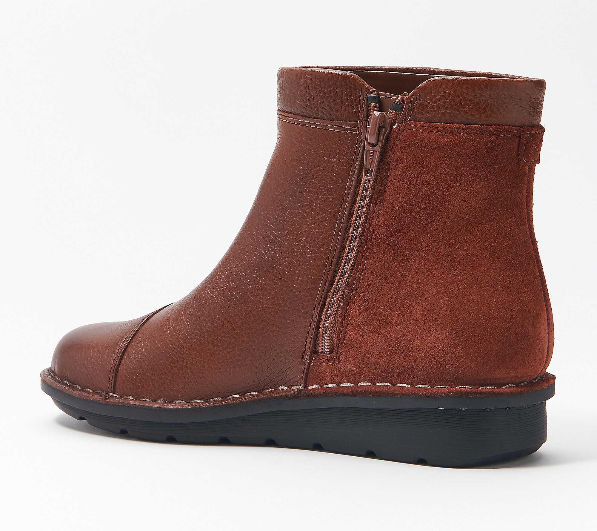 Boys Clarks Casual Zip Up Rounded Toe Leather Ankle Boots 'Cloud Air' 