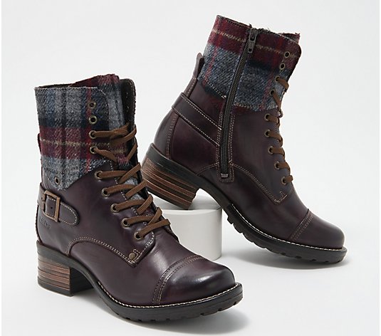 Taos Leather Lace-Up Mid Boots- Crave