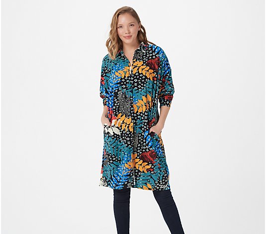 Attitudes by Renee Regular Printed Como Jersey Button Front Tunic