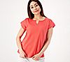 Cuddl Duds Crinkle Jersey V-Neck Notch Top with Shirring