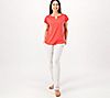 Cuddl Duds Crinkle Jersey V-Neck Notch Top with Shirring, 2 of 3