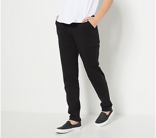 Denim & Co. Active Petite French Terry Slim Straight Pants