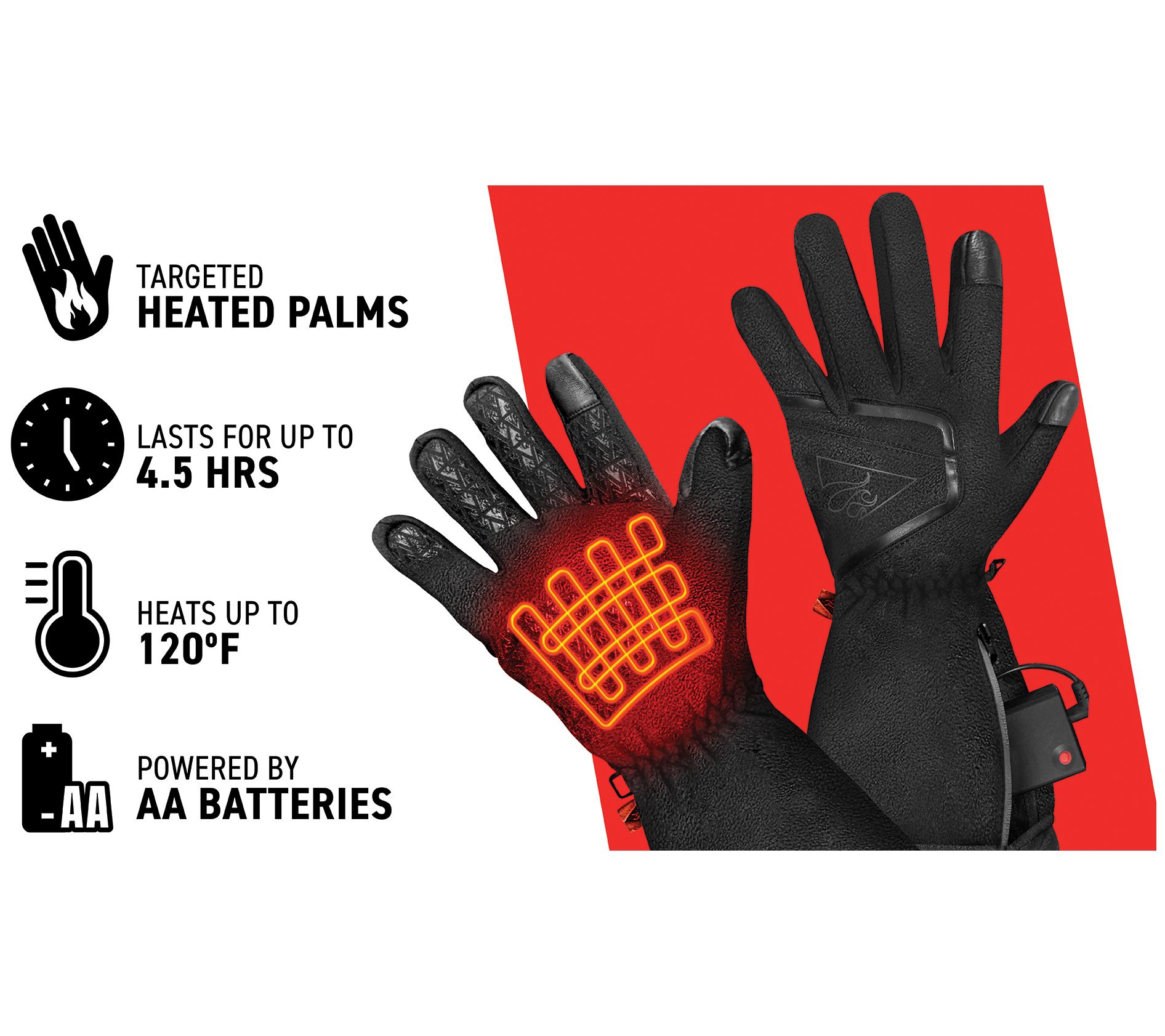 ActionHeat Battery Operated Heated Touchscreen Gloves