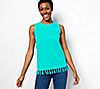 Denim & Co. Perfect Jersey Round Neck Tank with Fringe