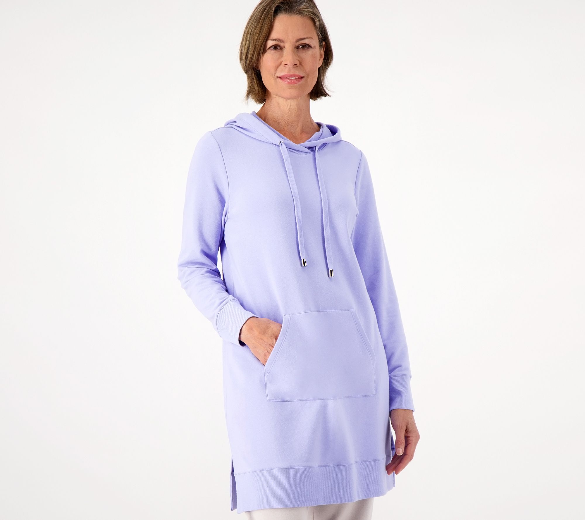 Denim & Co. Active Regular French Terry Hooded Tunic