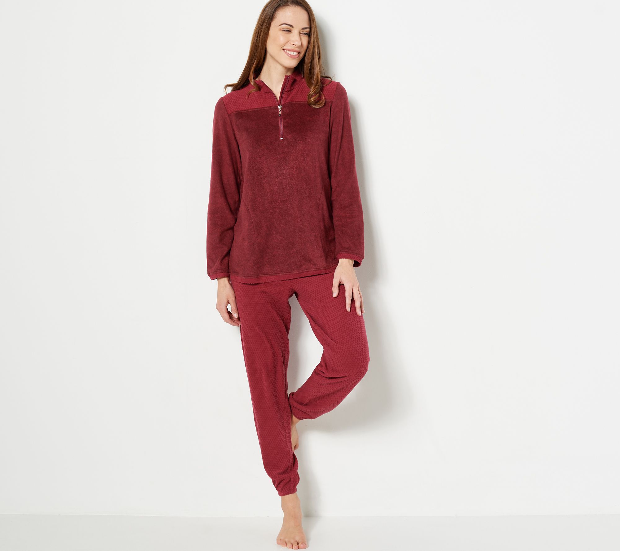 As Is Stan Herman Honeycomb Champagne Fleece Lounge Set