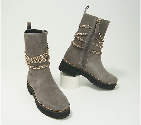 Cecelia New York Leather or Suede Chain Mid Boots