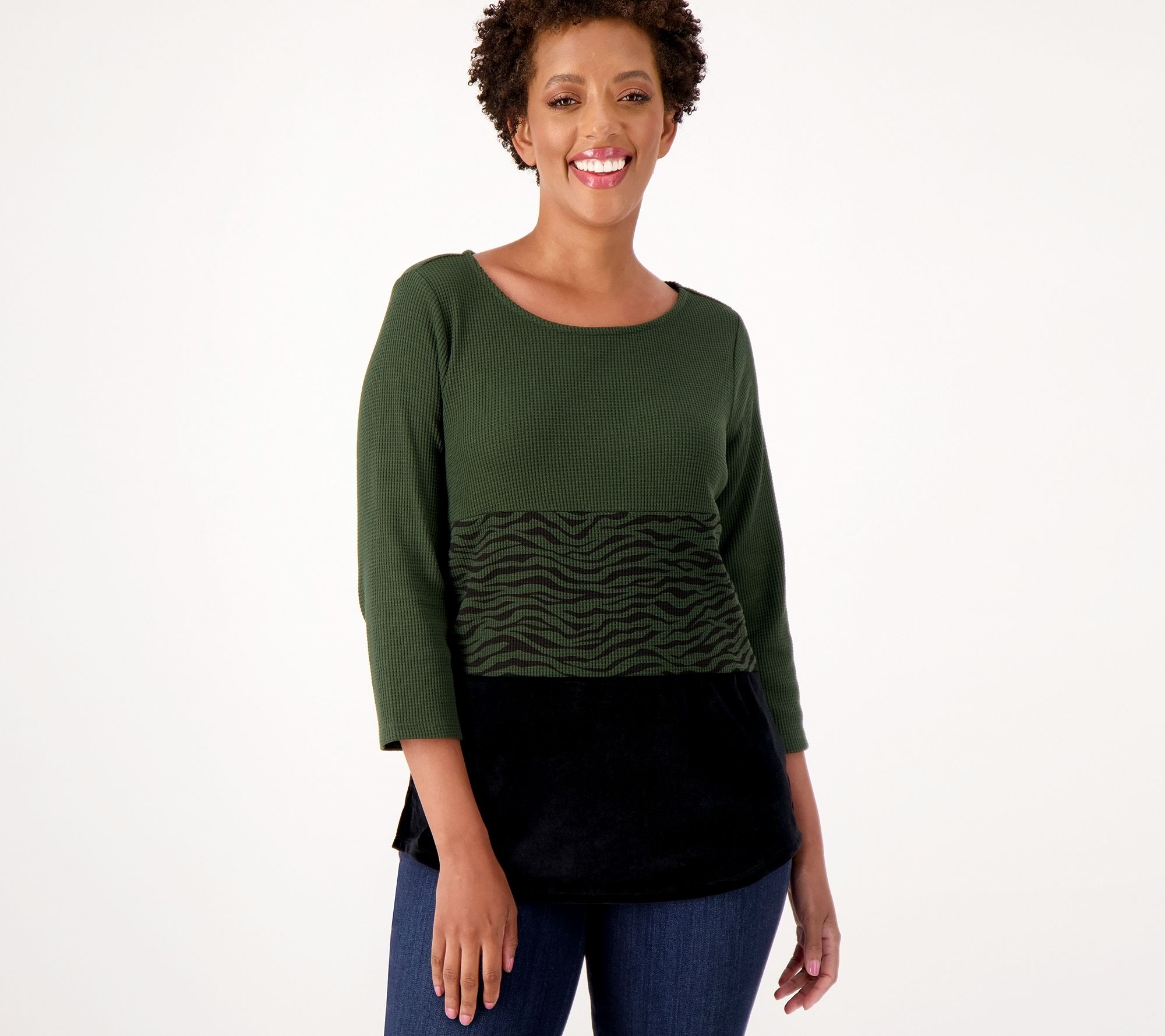 Belle by Kim Gravel Baby Waffle Tiger Color- Block Top - QVC.com