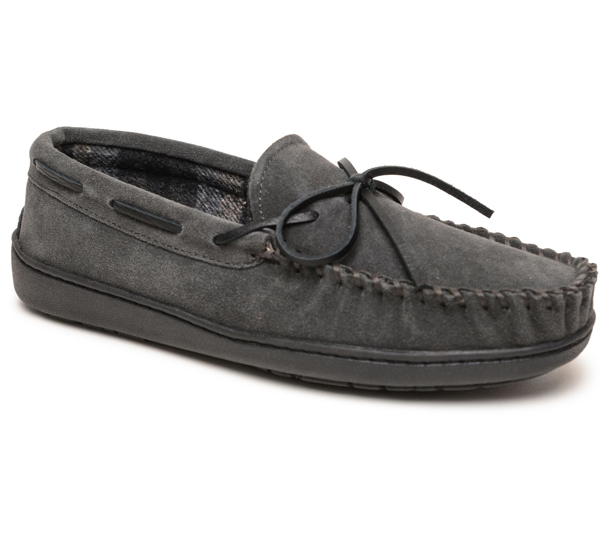 Minnetonka Men's Plaid Lined Hardsole Moccasin lippers