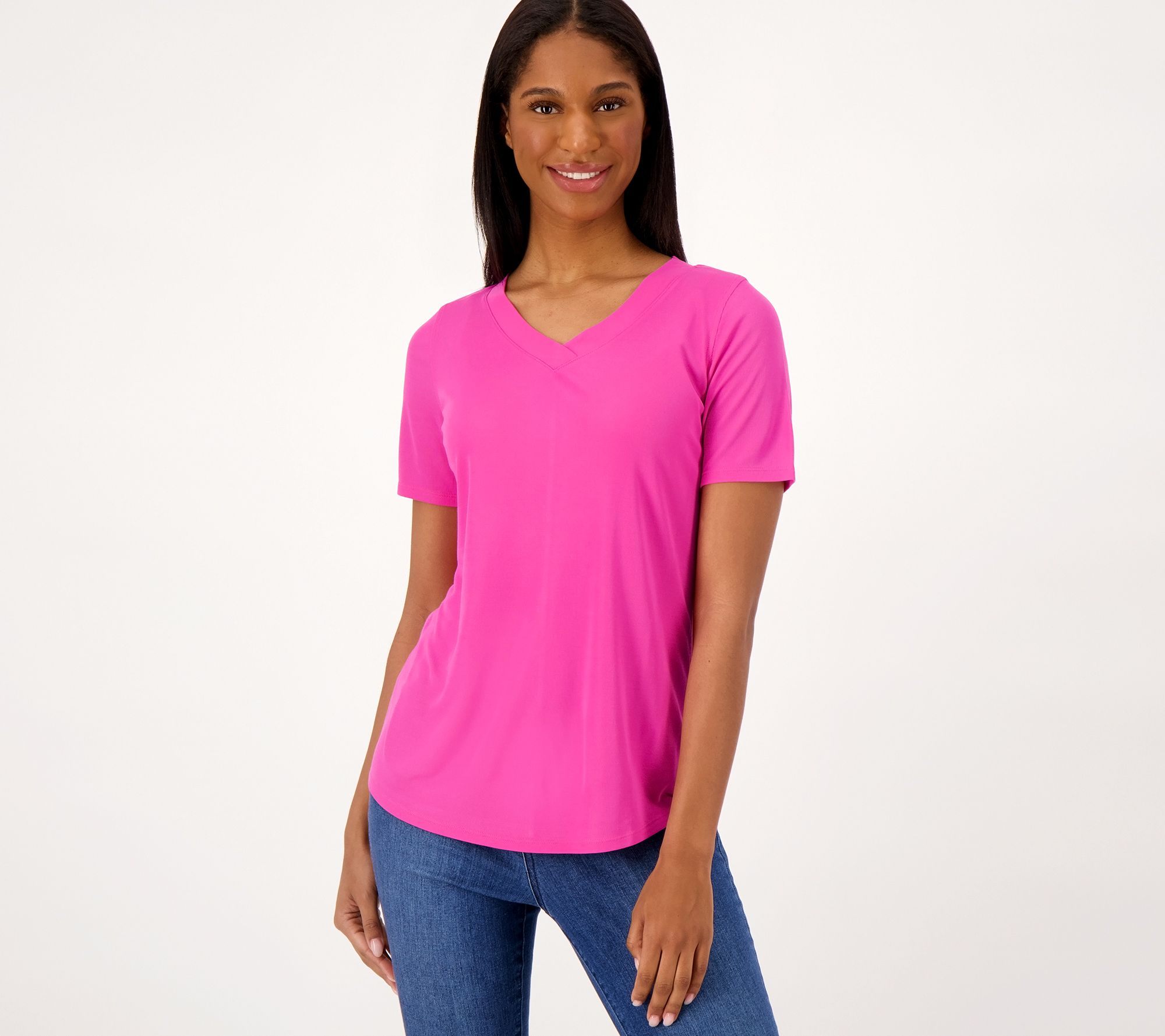 Belle Body by Kim Gravel Short Sleeve V-Neck Top