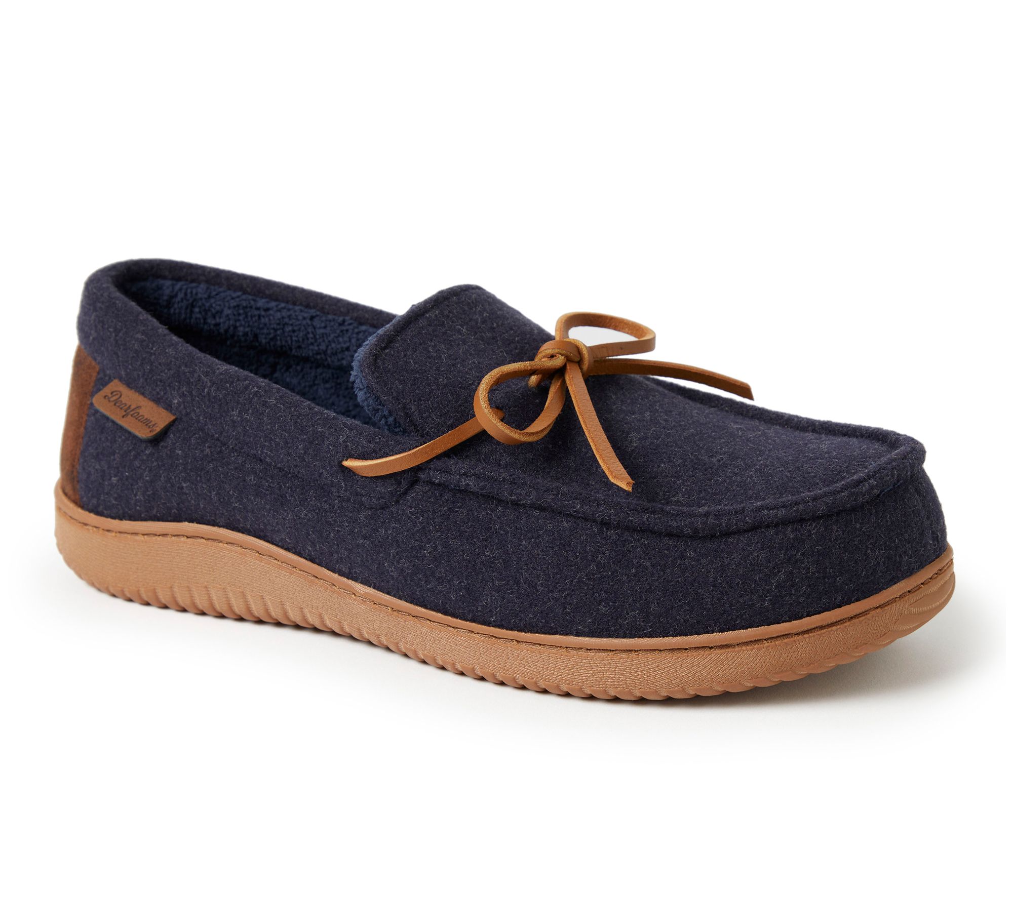 Dearfoams Men's Indoor/Outdoor Memory Foam WoolMoccasin Slipp