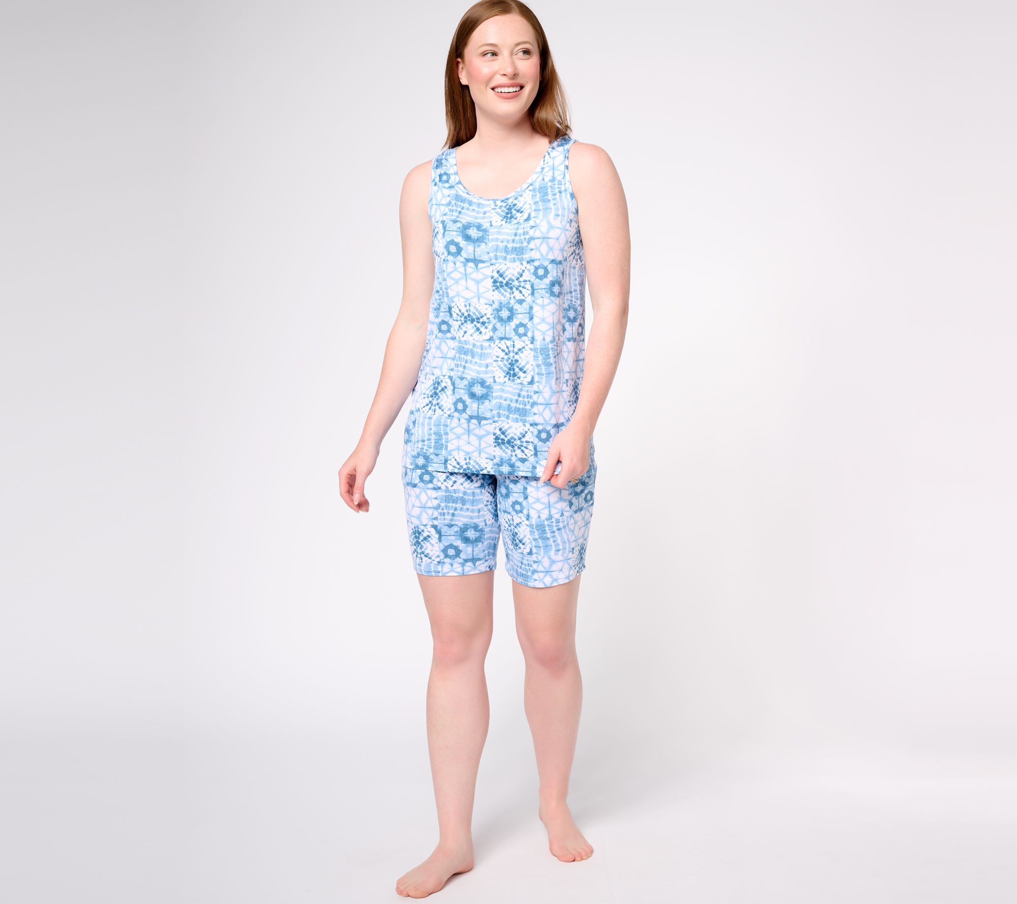 Cuddl Duds Blue Skies Flutter Sleeve Top & Crop Pant Pajama Set 