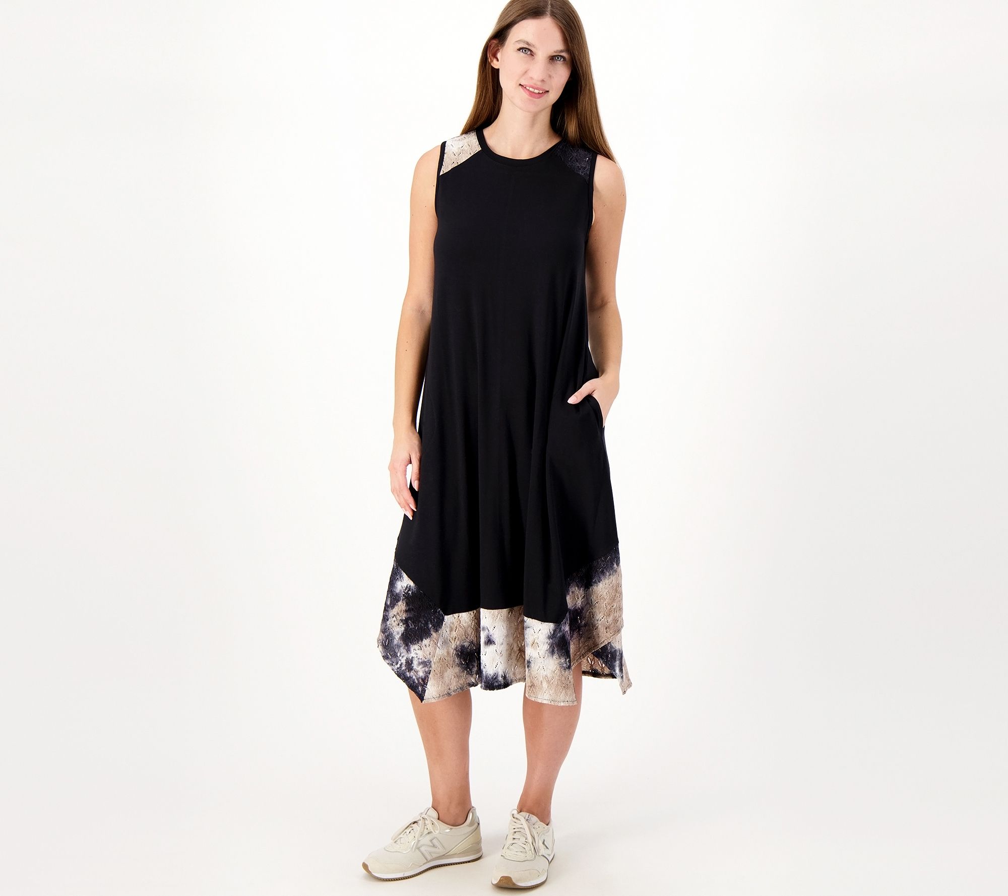 LOGO by Lori Goldstein Regular Rayon 230  Dress with Tie-Dye Hem