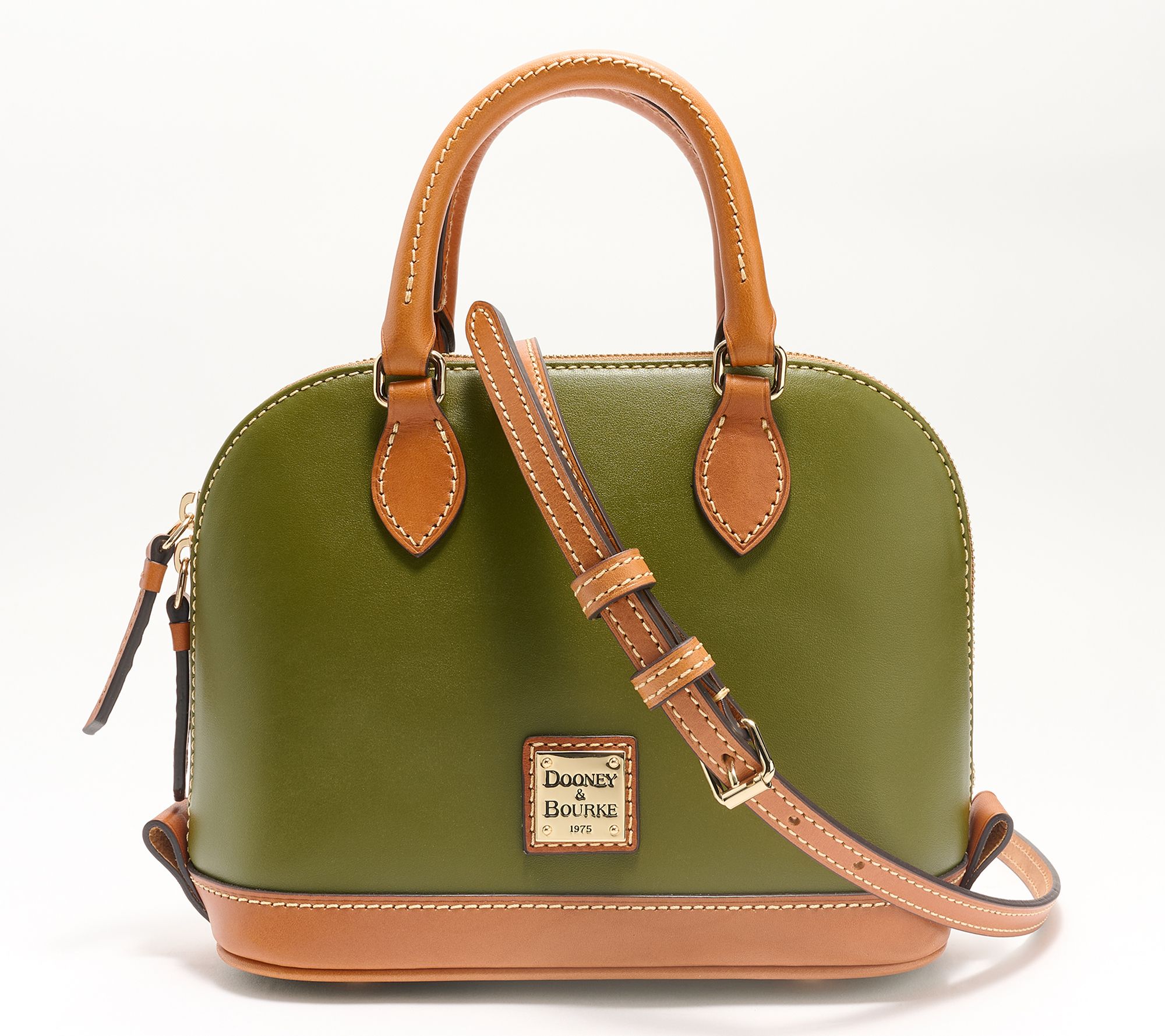 Dooney & Bourke, Bags, Dooney Bourke Signature Monogram Logo Bag Green  Vintage Buckle Satchel