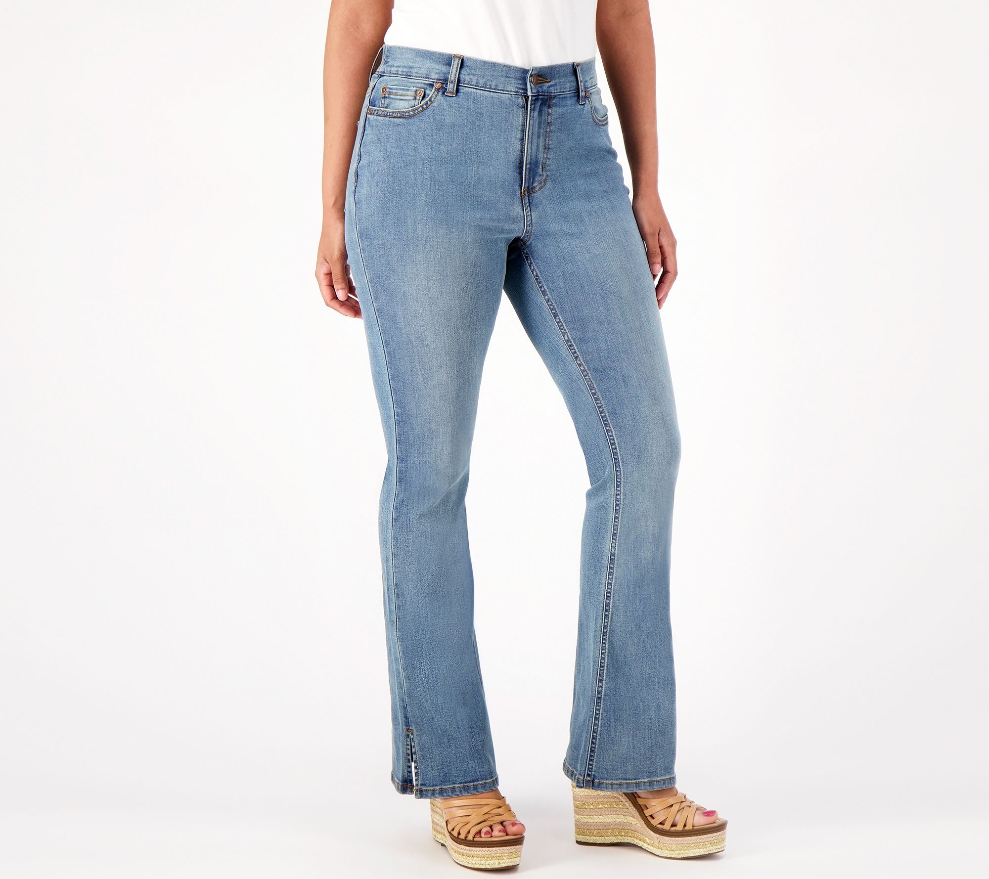 "As Is" Denim & Co. Canyon Retreat Petite Side Slit Jeans