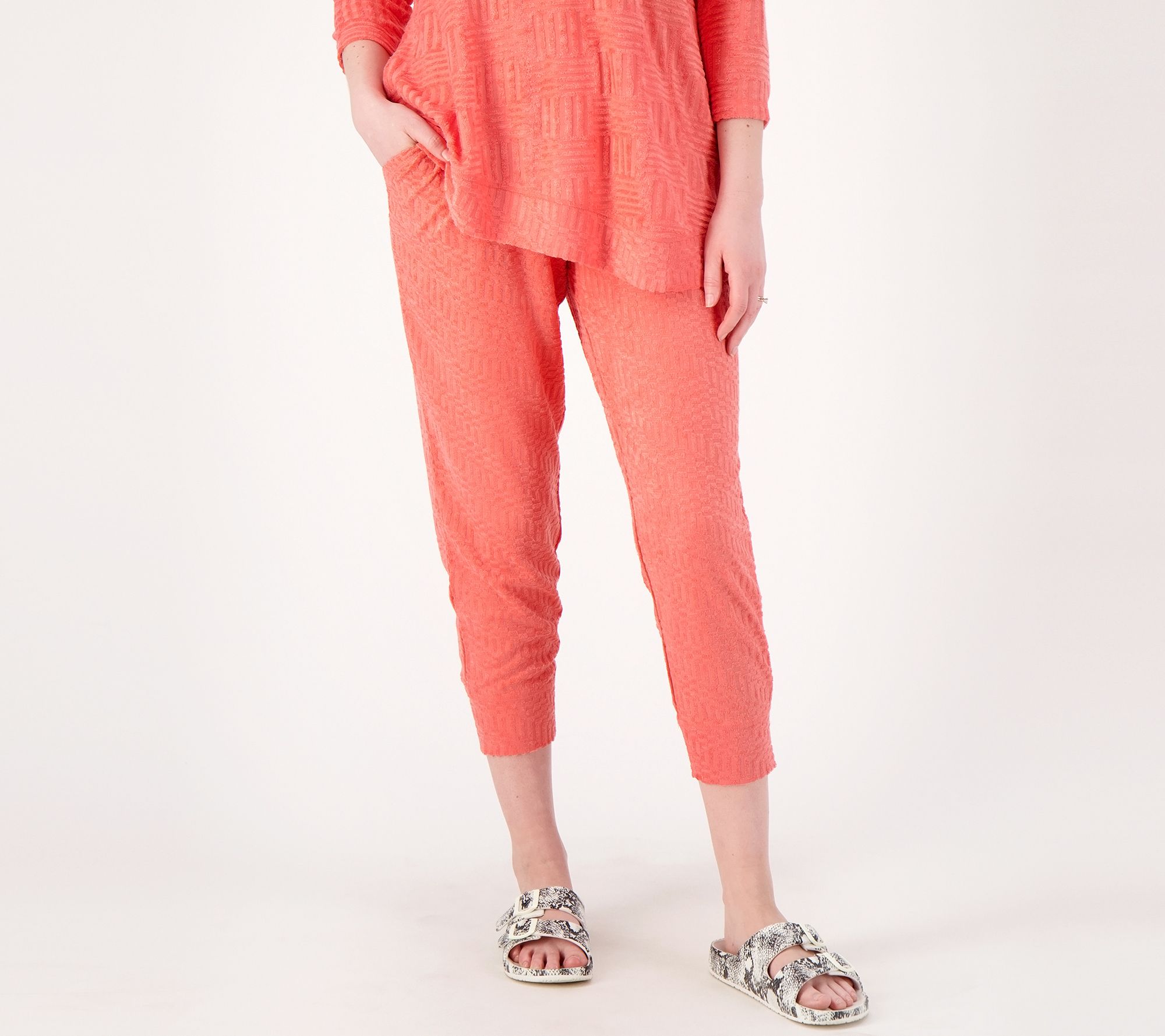 "As Is" LOGO Lounge by Lori Goldstein Textured Terry Cloth Pants