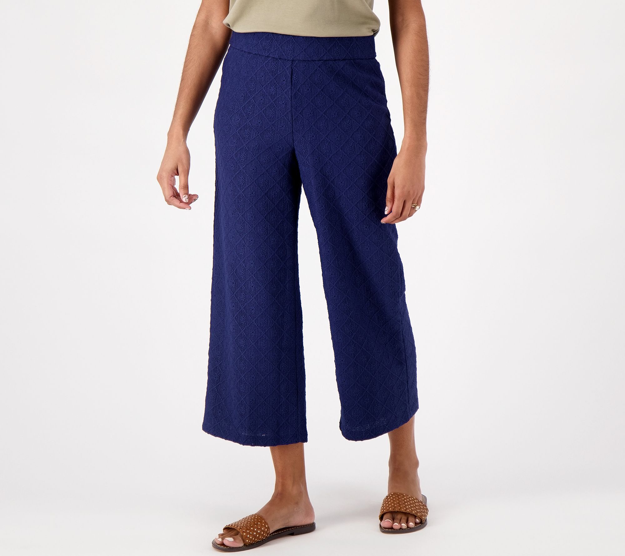 "As Is" Isaac Mizrahi Live Tall Textured Knit Crop Pants