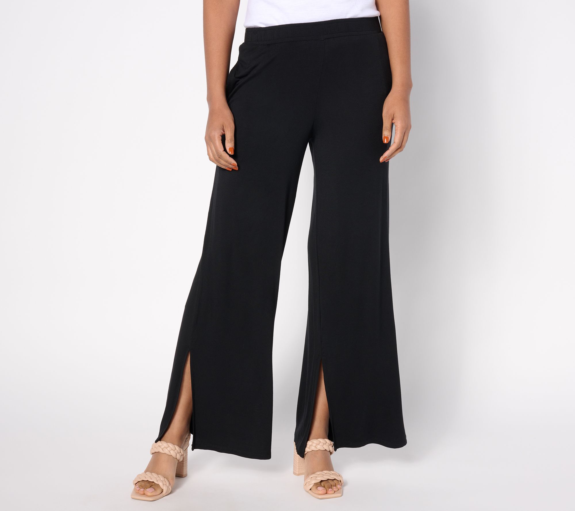 Susan Graver Soleil Knit Regular Printed Wide-Leg Pant