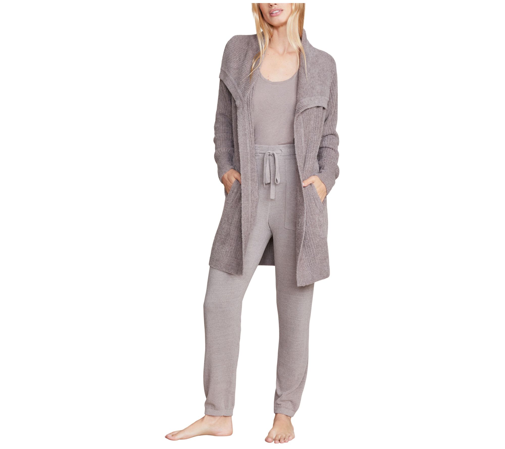 Barefoot Dreams CozyChic Lite Ribbed Draped Cardi - QVC.com