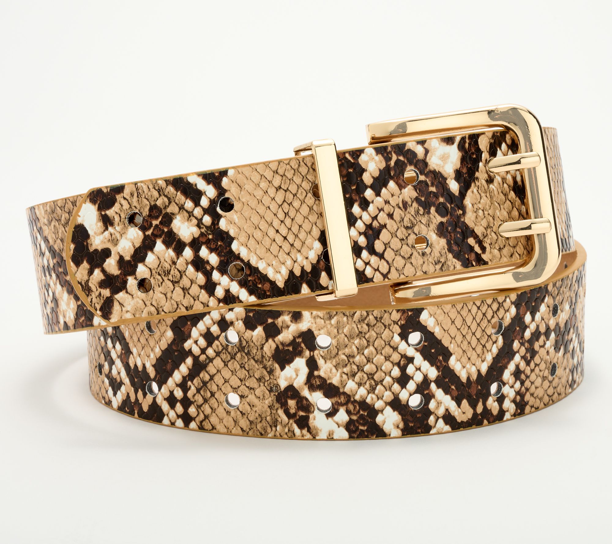 "As Is" Susan Graver Solid or Printed Faux Leather Two- Prong Belt