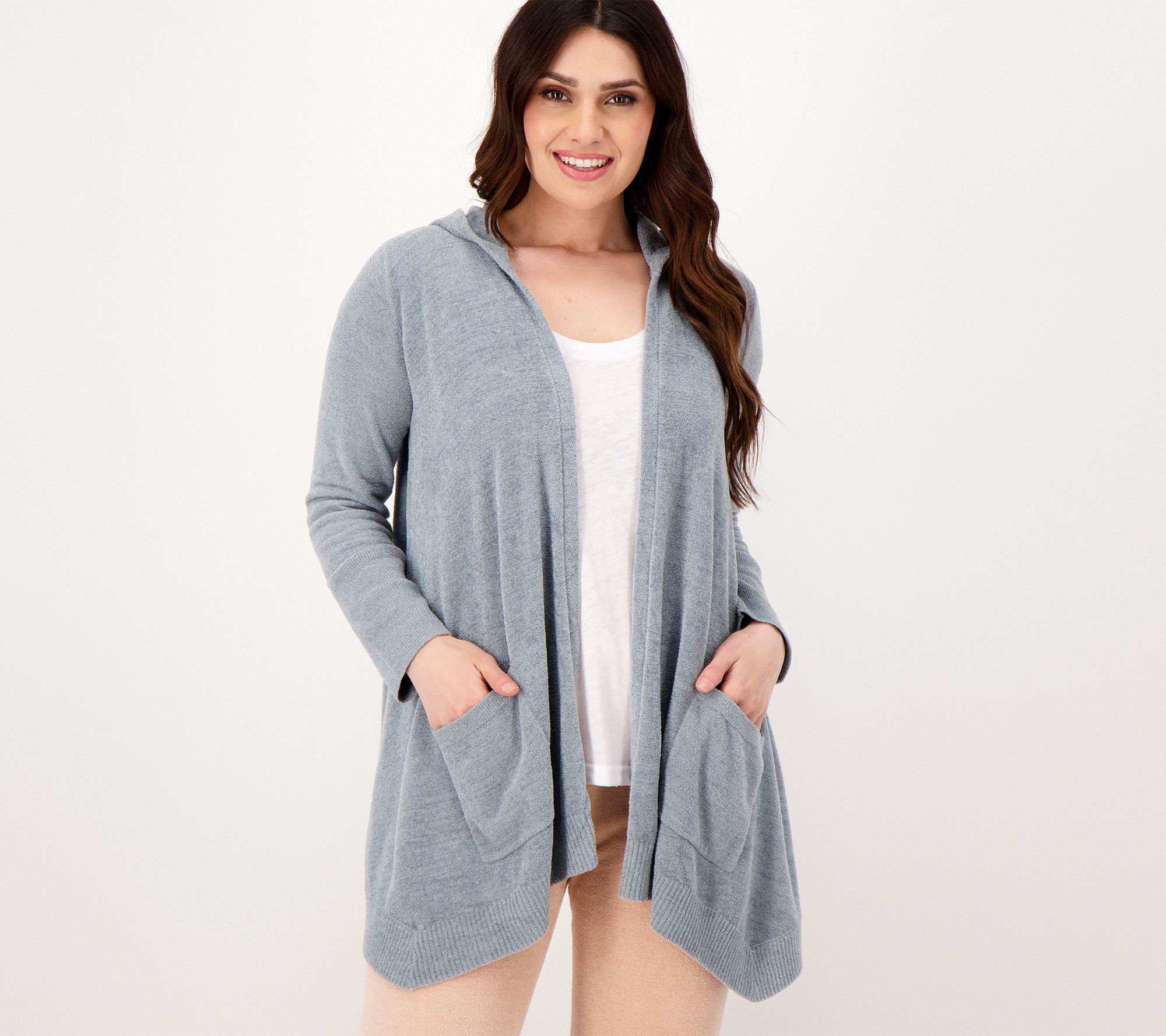 "As Is" Barefoot Dreams CozyChic Ultra Lite Hooded Cardigan