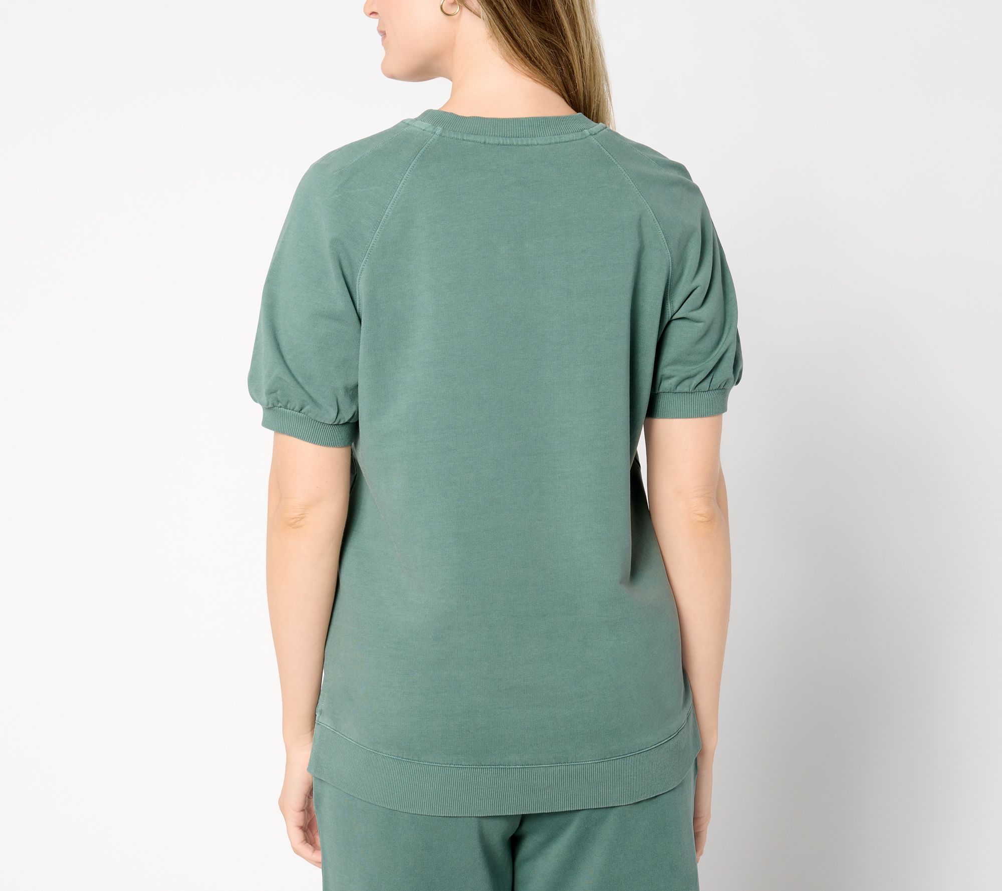 AnyBody Washed French Terry Raglan Short-Sleeve Knit Top - QVC.com