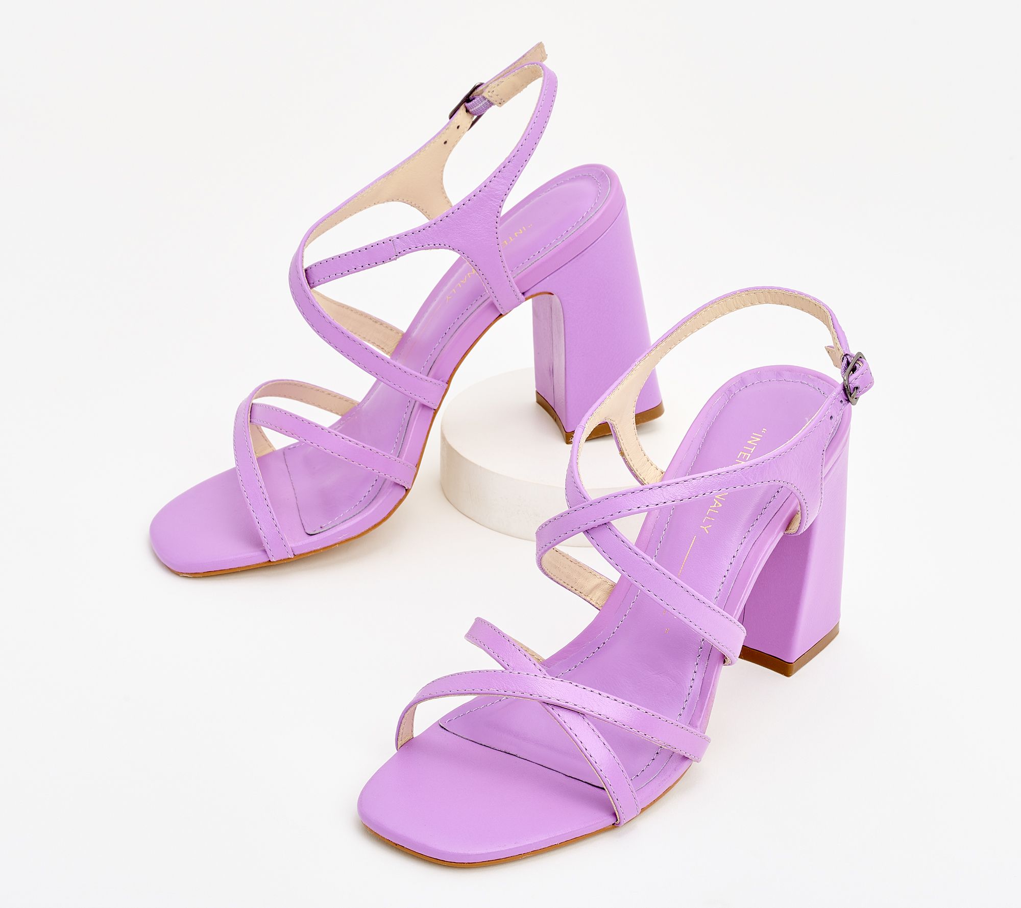 As Is INTENTIONALLY BLANK Leather Strappy Heeled Sandals