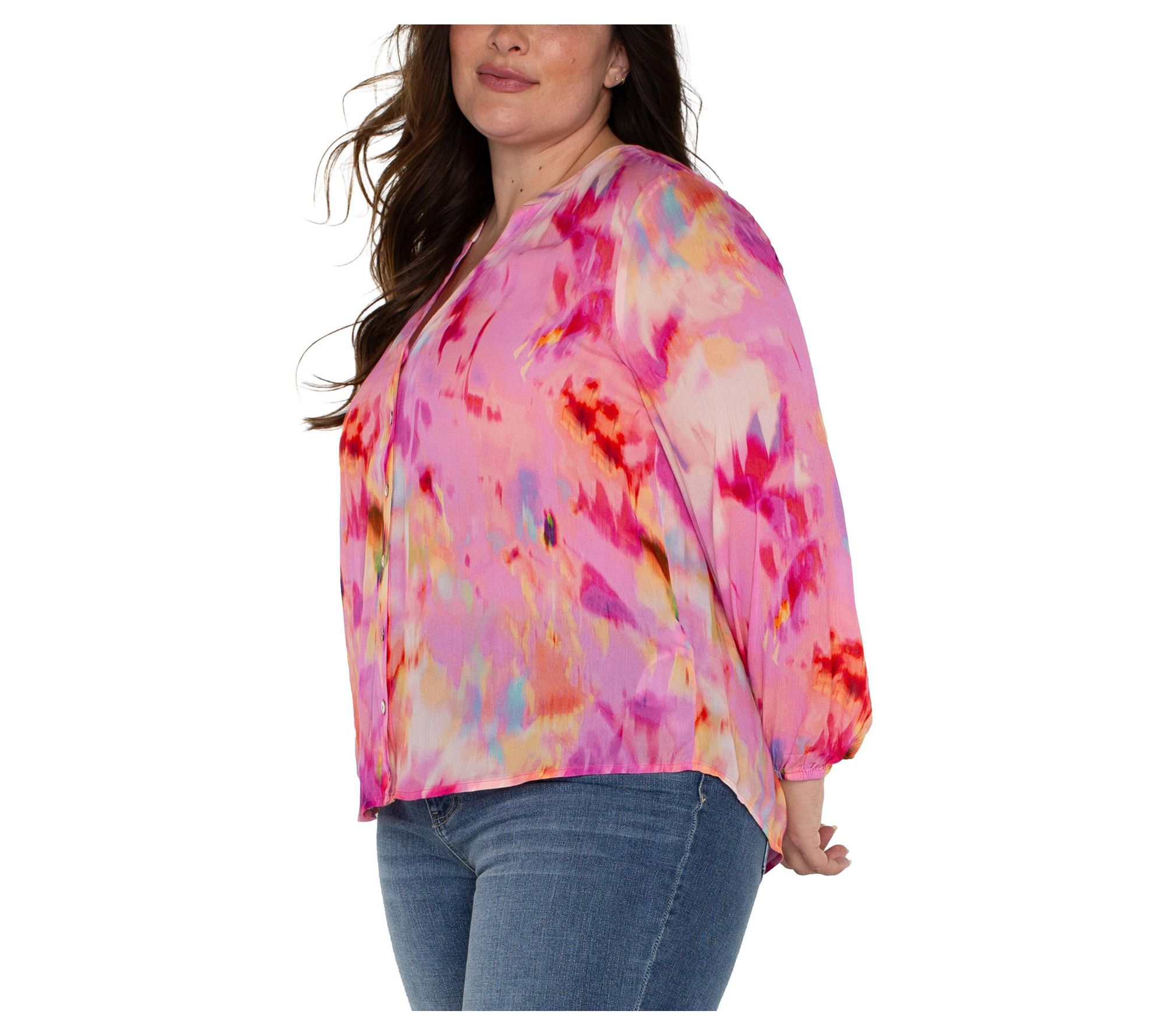 Button Front Knit Blouse (Liverpool)