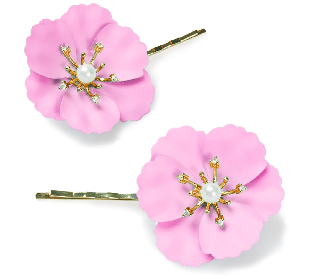 Violet & Brooks Blooming Enamel Poppy HairPin Duo