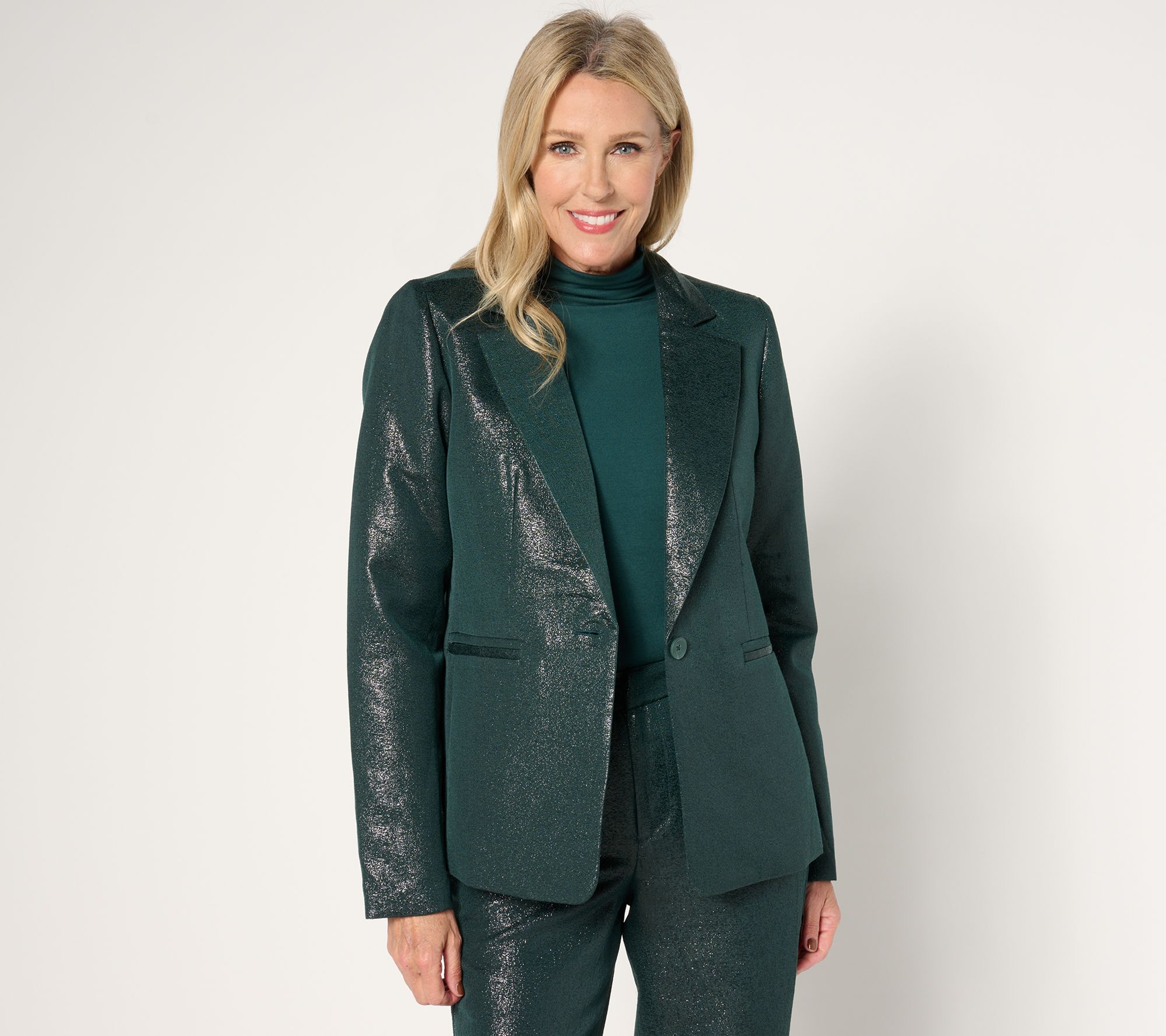 Joan Rivers Red Carpet Regular Metallic Shimmer Blazer