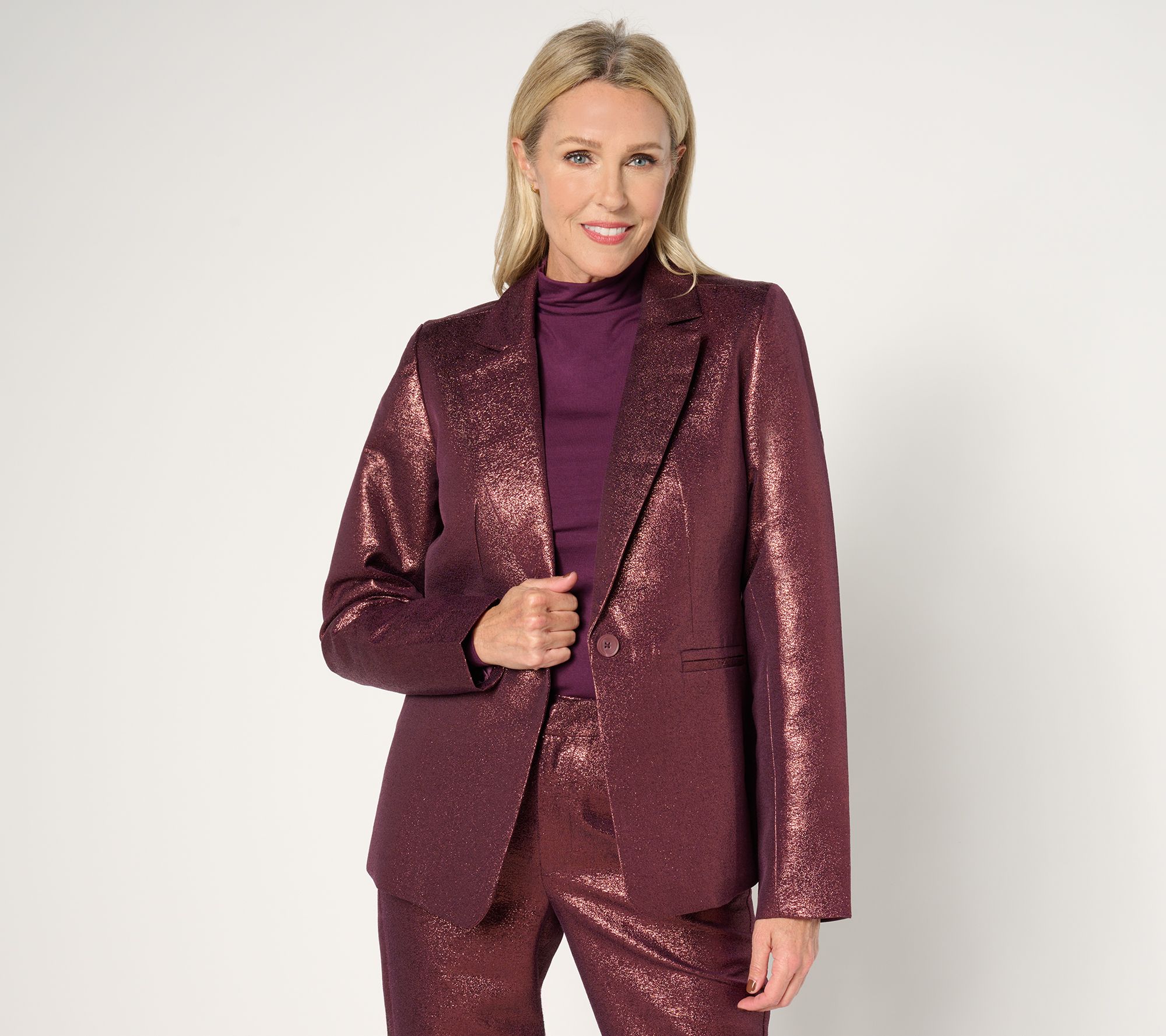 Joan Rivers Red Carpet Regular Metallic Shimmer Blazer