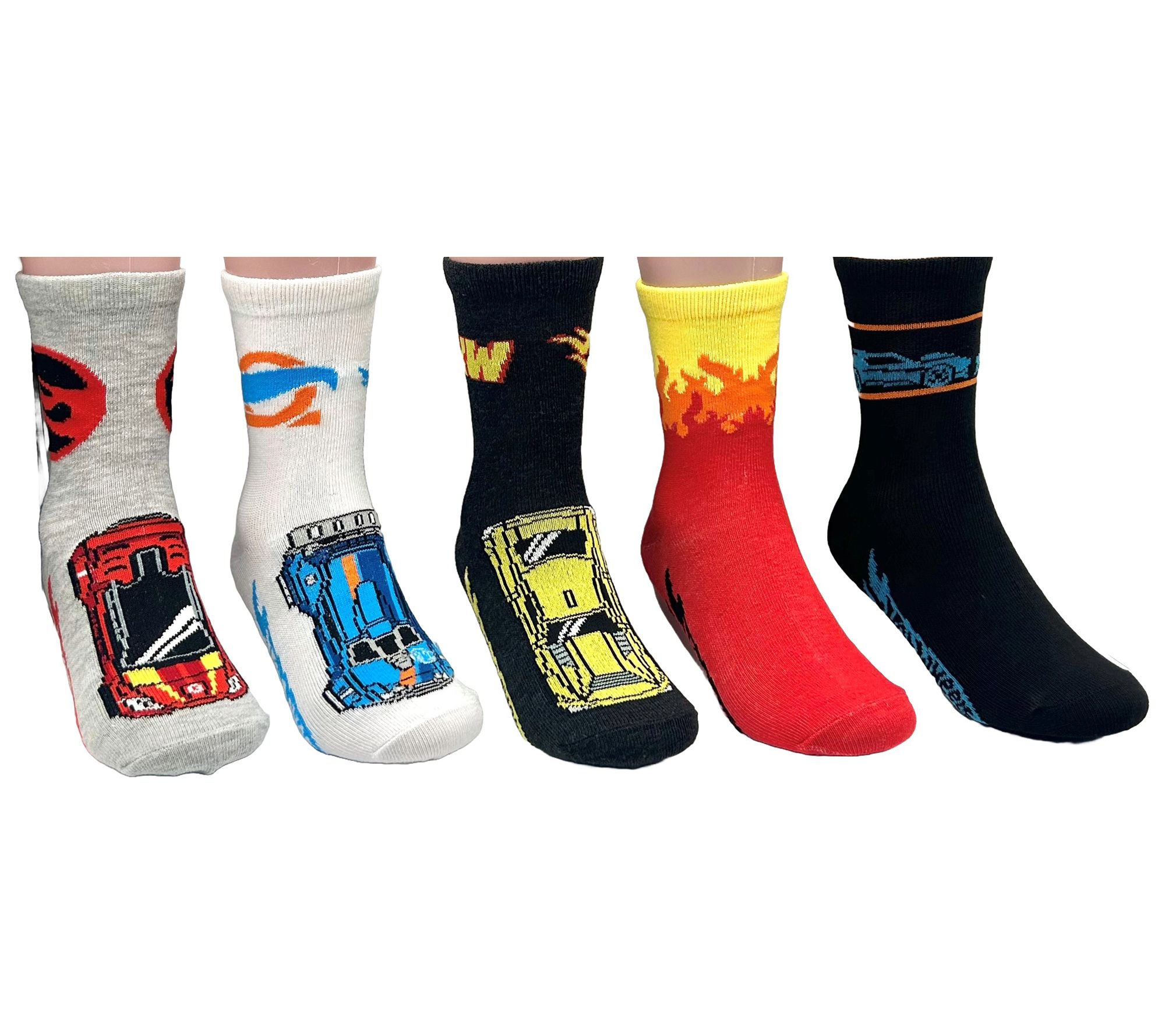 Hot Wheels Boy's Graphic Crew Socks - 5 Pair