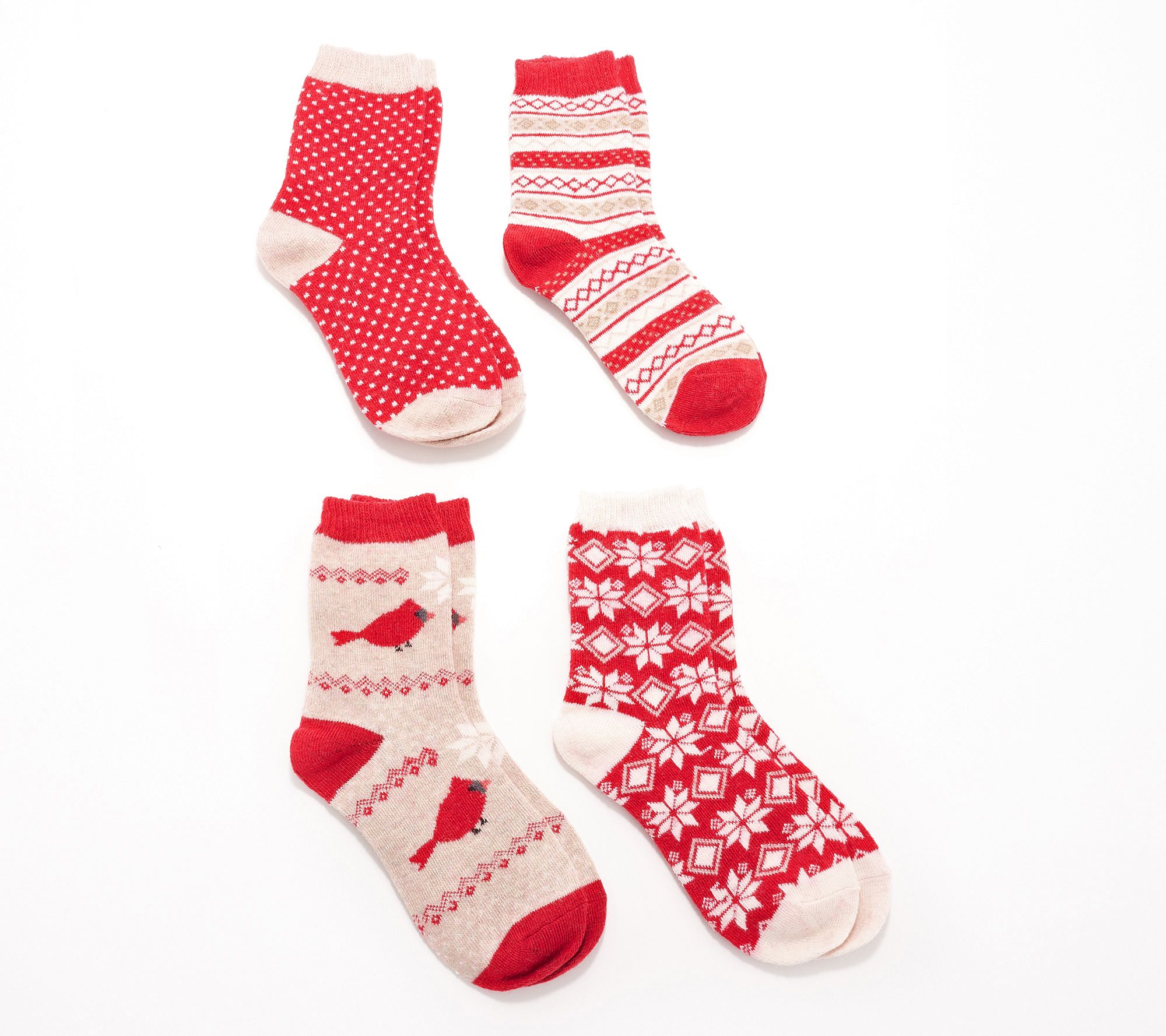 MUK LUKS Set of 4 Festive Holiday Socks