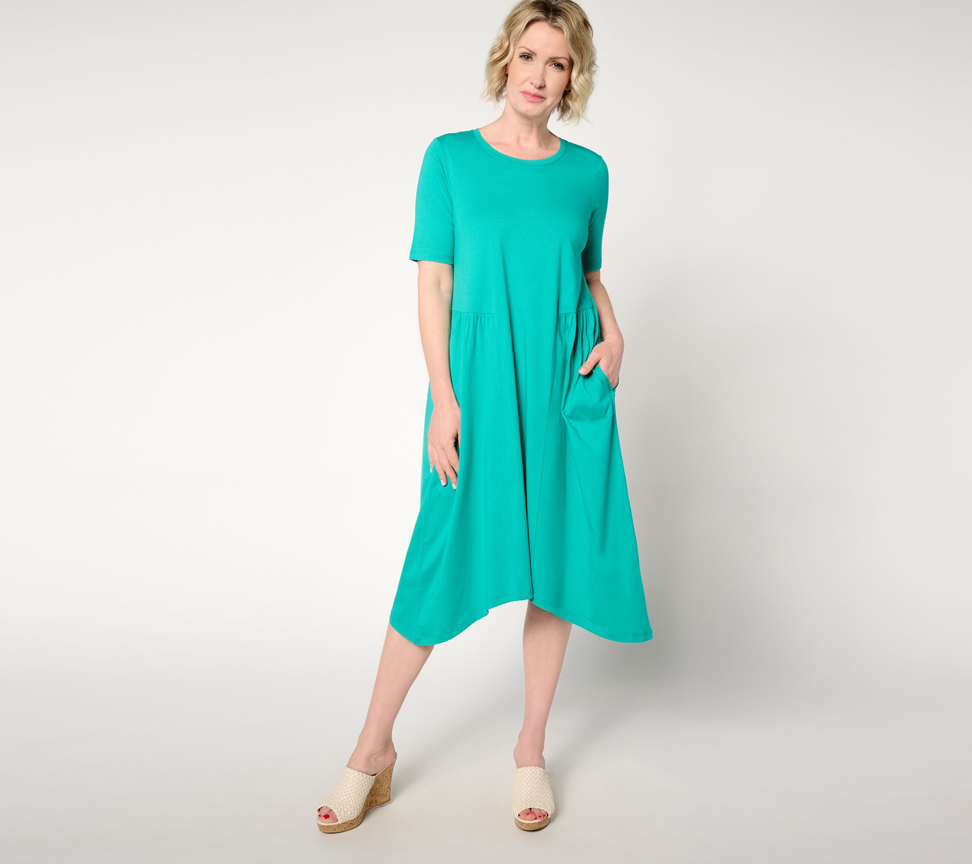 "As Is" LOGO by Lori Goldstein Regular Cotton Modal Gusset Midi Dress