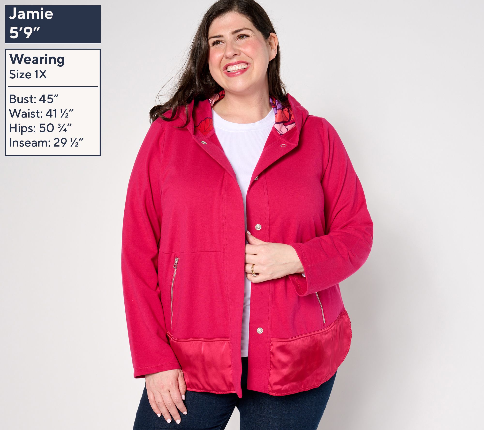 COOTIE〈HOODED WORK JACKET〉24AW Sport Savvy French Terry and Satin Hooded Jacket - QVC.com