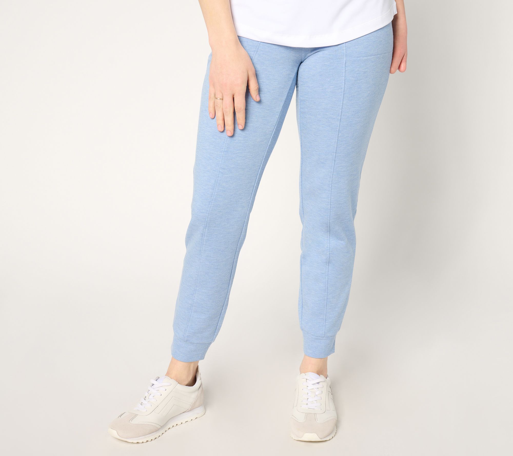 Denim & Co. Active Regular Fleece Back Knit Ankle Jogger