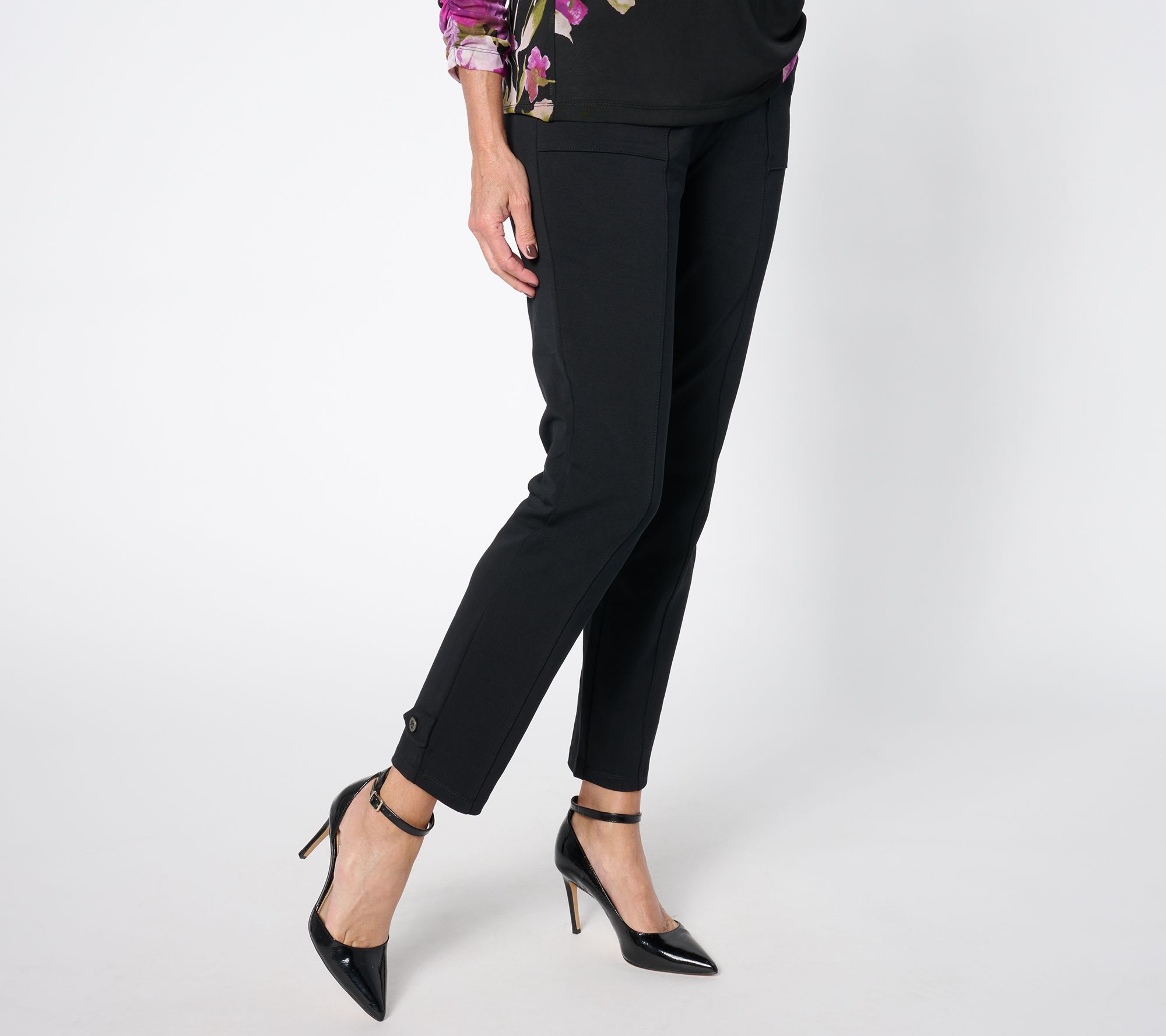 "As Is" Susan Graver Regular Weekend Stretch Slim Leg Ankle Pants w/ Tab