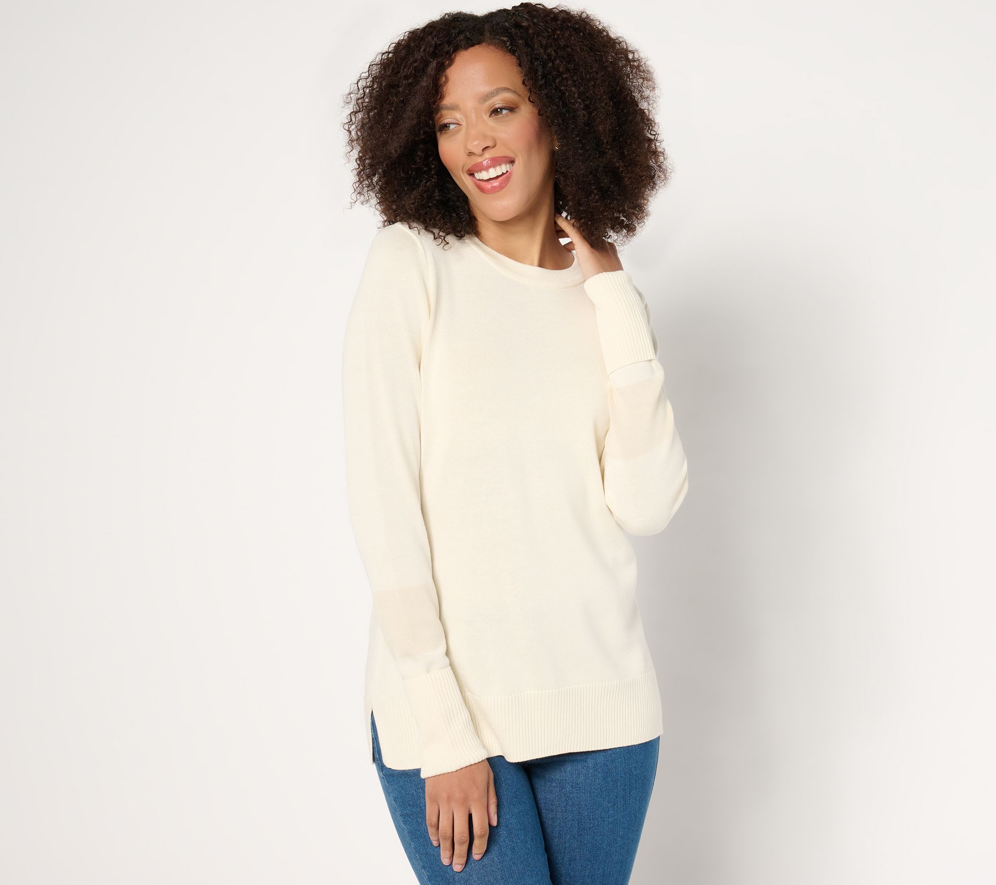 "As Is" Belle by Kim Gravel SophistiChic Stripe Round Neck Sweater