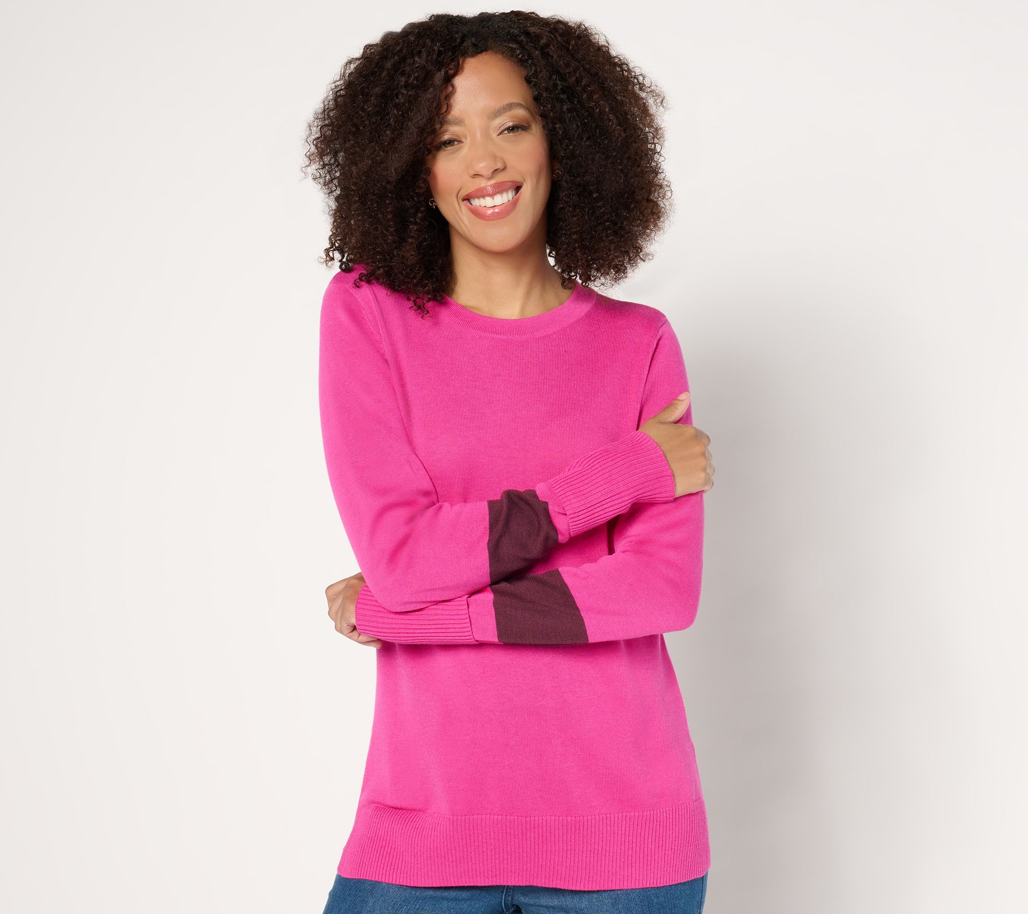 "As Is" Belle by Kim Gravel SophistiChic Stripe Round Neck Sweater