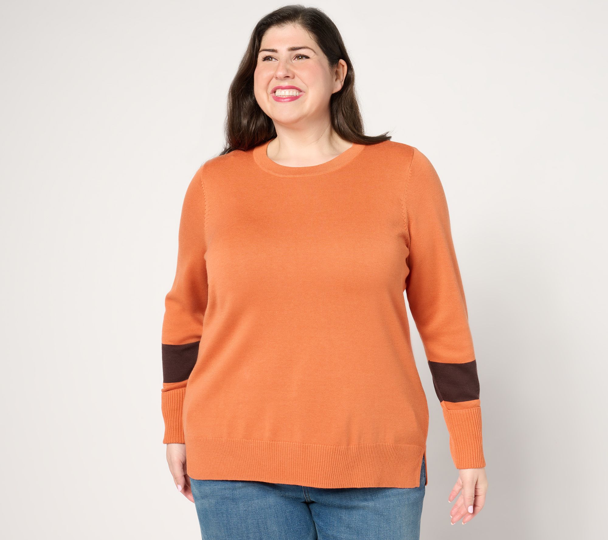 "As Is" Belle by Kim Gravel SophistiChic Stripe Round Neck Sweater