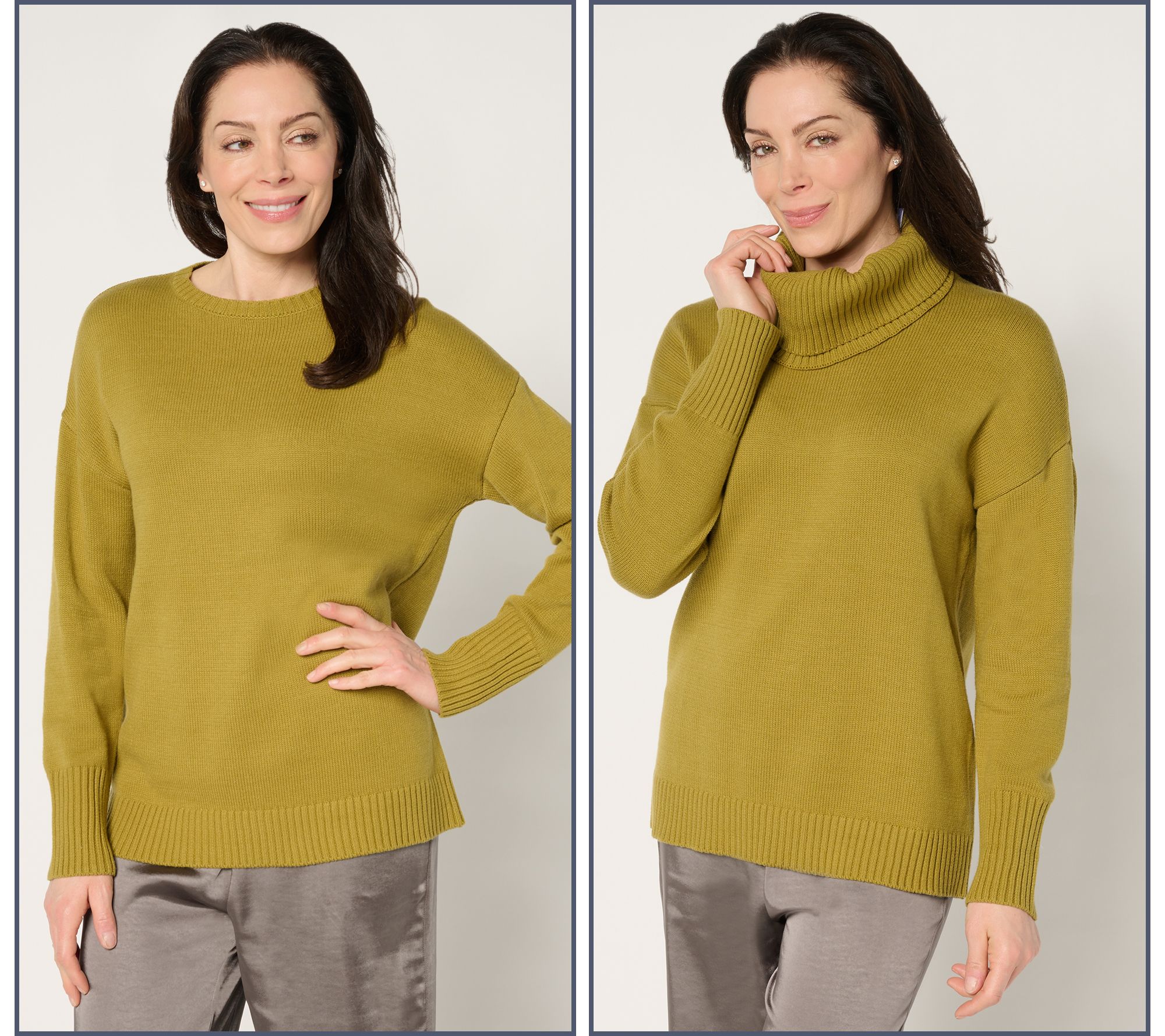 by Stacy London Cotton Sweater with Removeable Cowl Neck