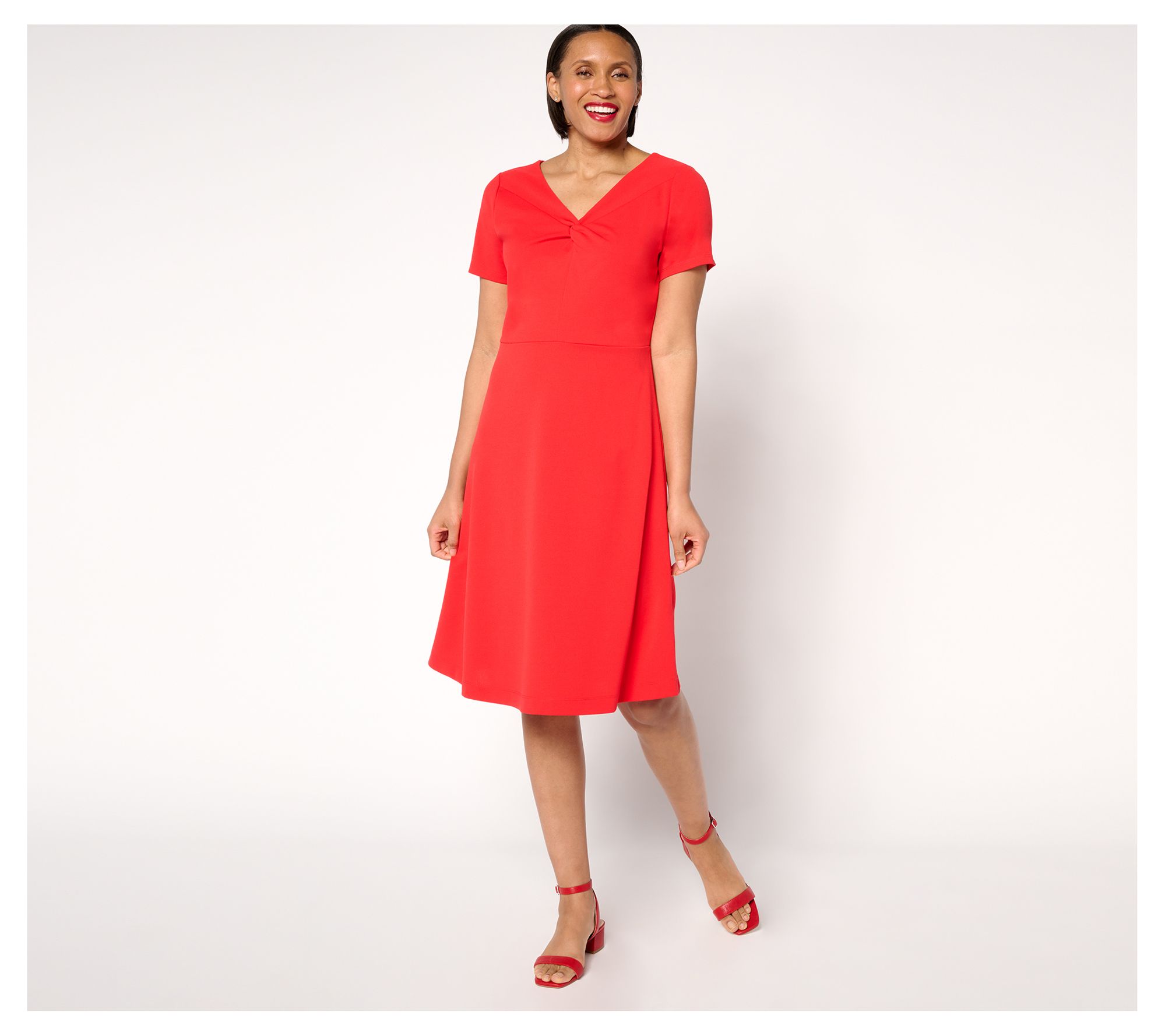 Isaac Mizrahi Live! Petite Scuba Crepe Twist Front Dress