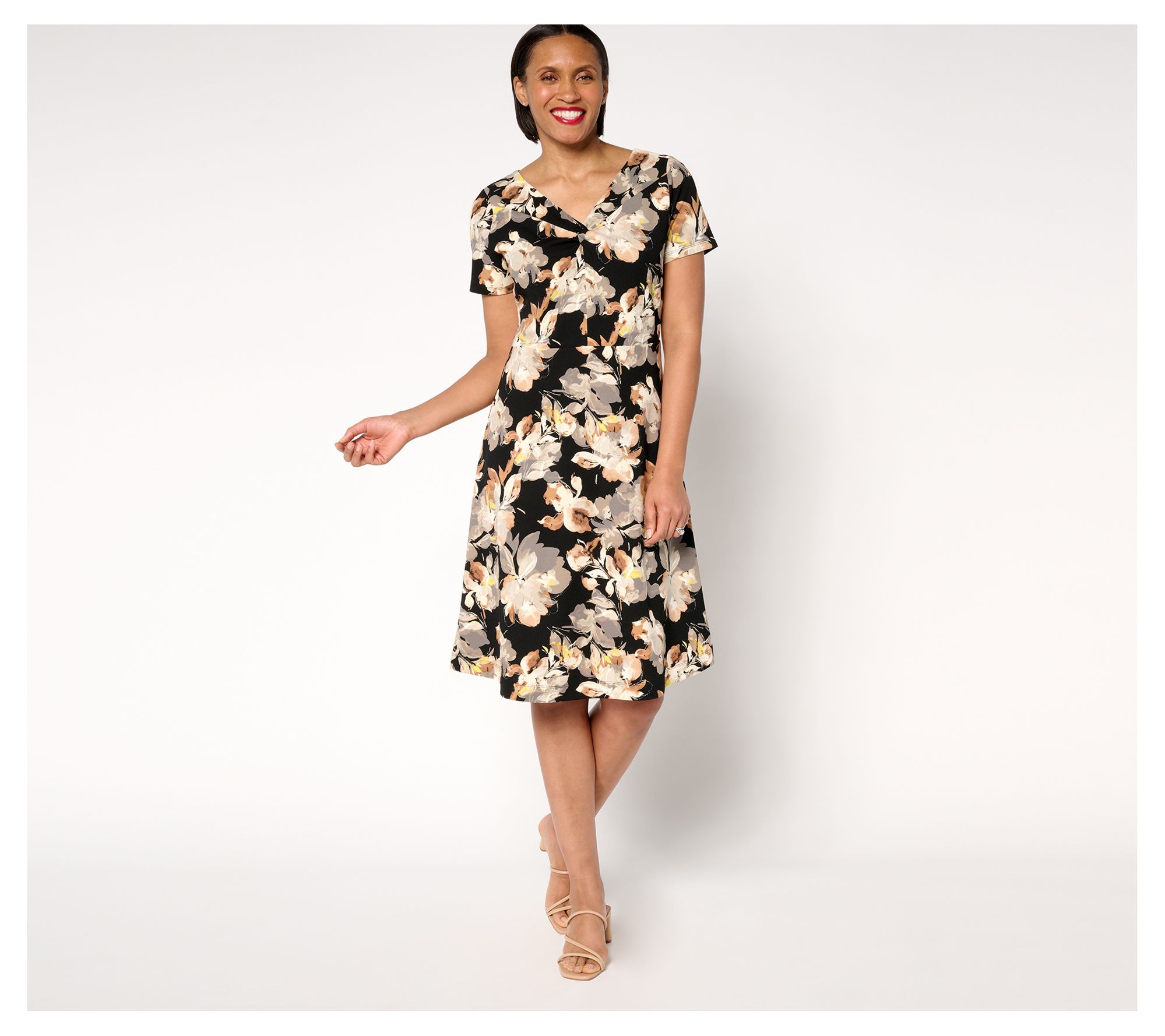 Isaac Mizrahi Live! Petite Scuba Crepe Twist Front Dress