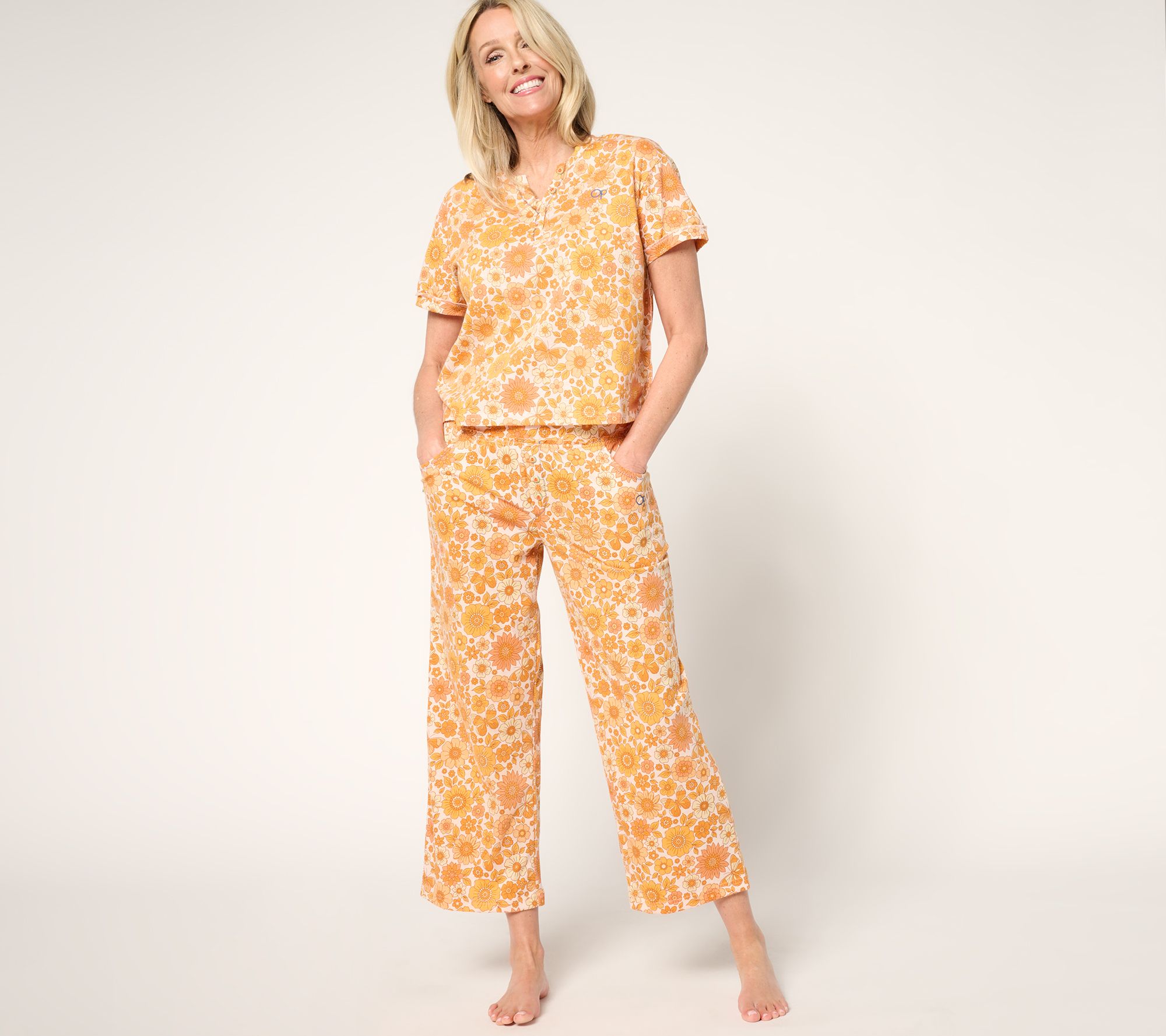 Ocean Pacific Boxy Henley and Crop Pant Pajama Set