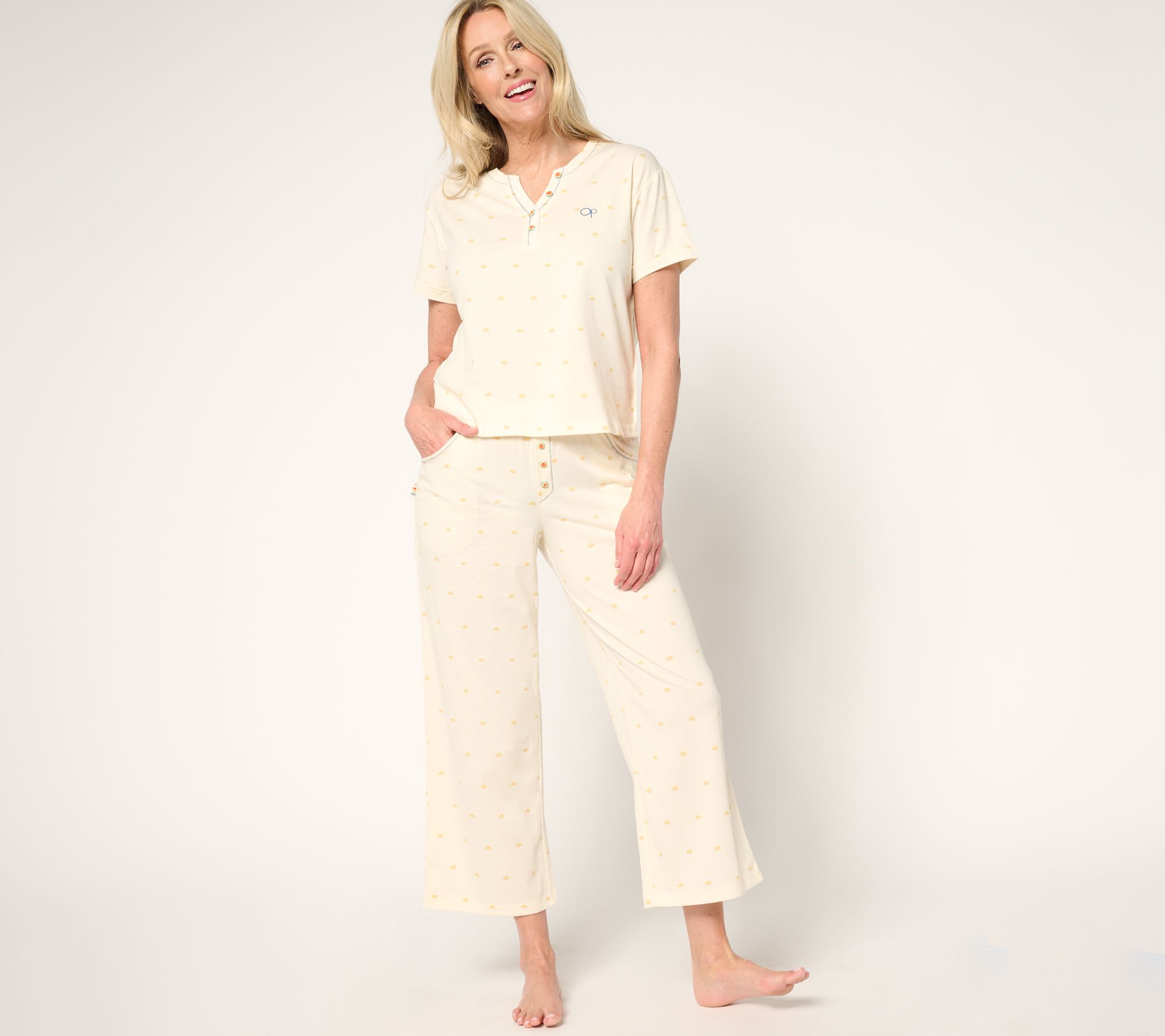 Ocean Pacific Boxy Henley and Crop Pant Pajama Set