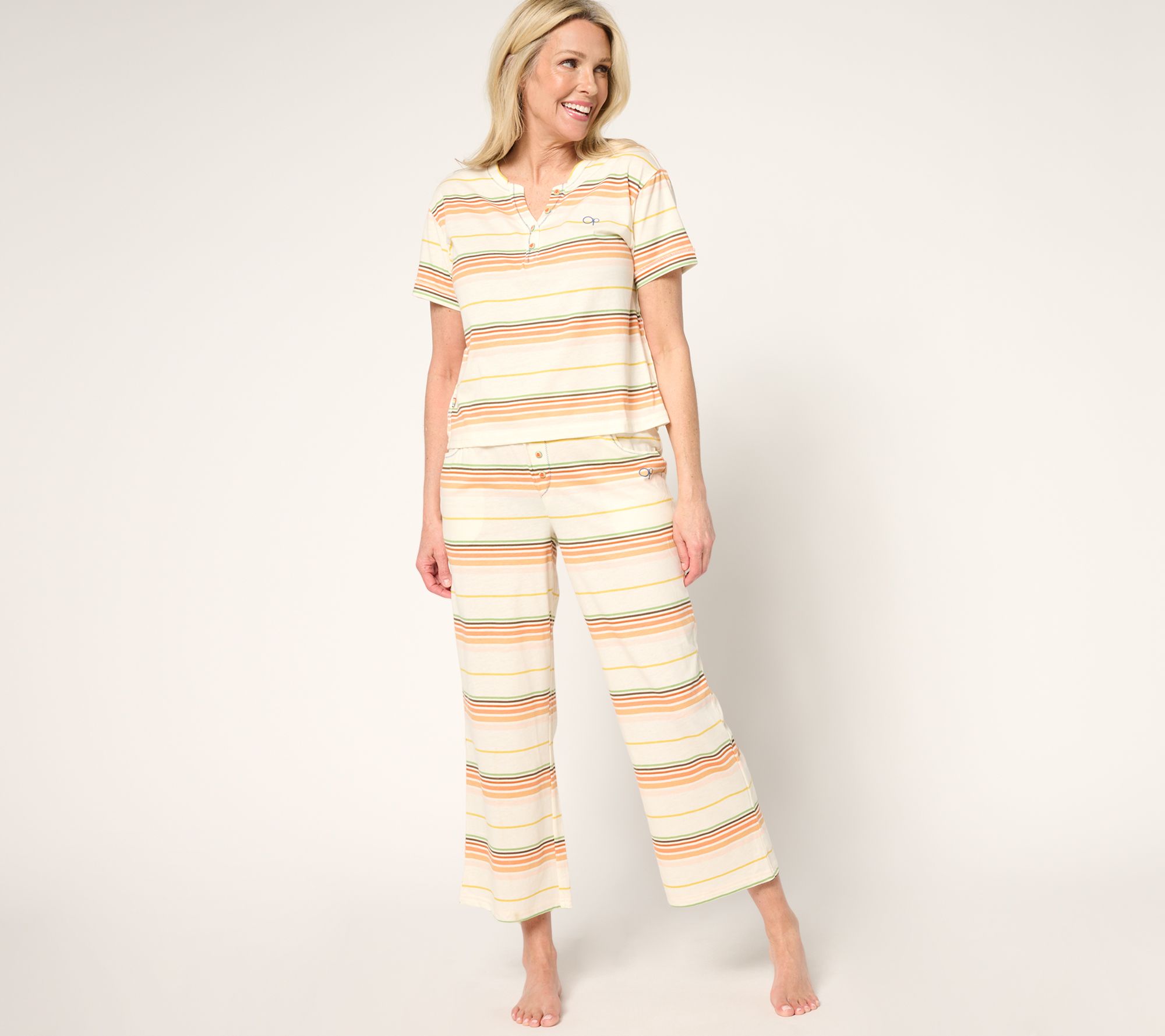 Ocean Pacific Boxy Henley and Crop Pant Pajama Set