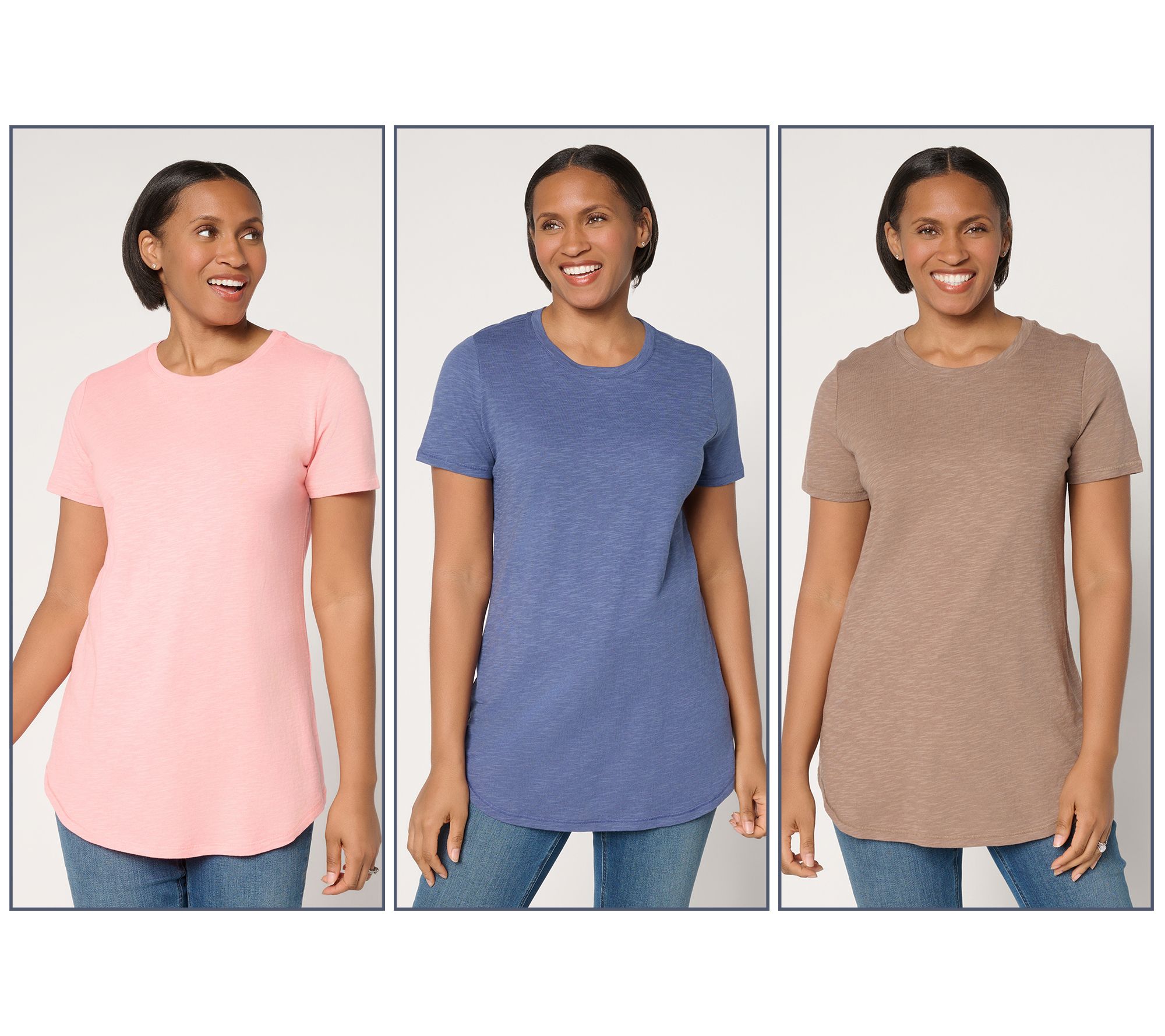 Denim & Co. Essentials Regular Linen Blend 3-Pack Tunics