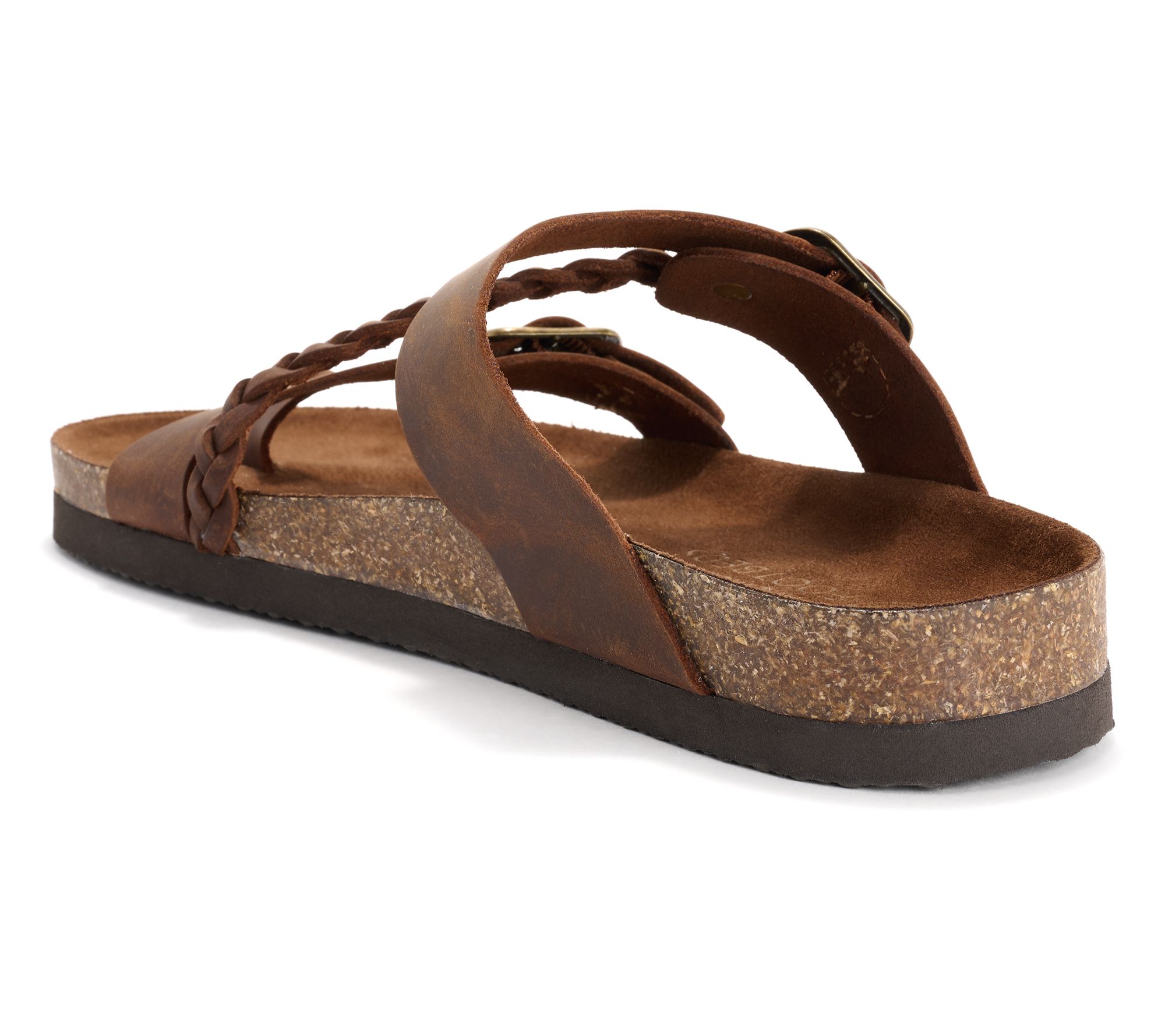 White Mountain Leather Toe-Post Slide Sandals - Hammy - QVC.com