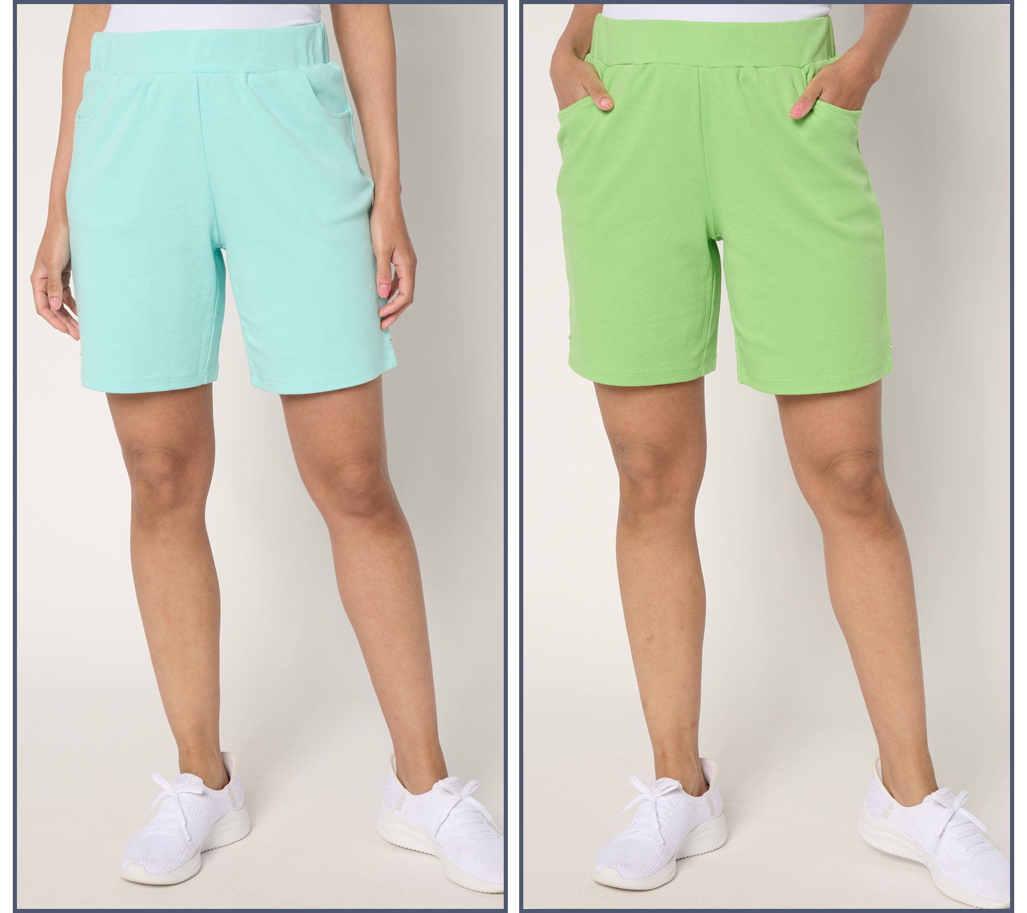 Quacker Factory Set of Two Pull-On 8" Shorts